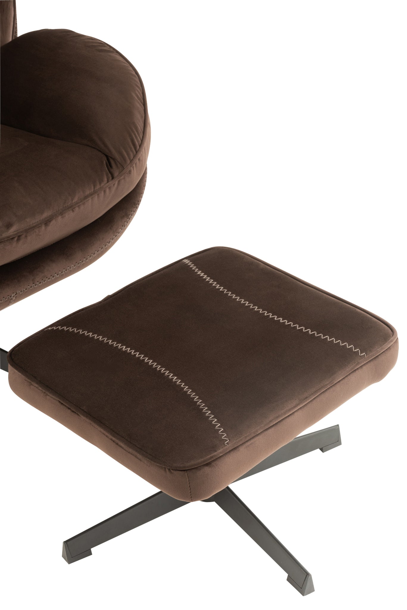 Relax Sofa+ Footstool Metal/Textile Dark Brown