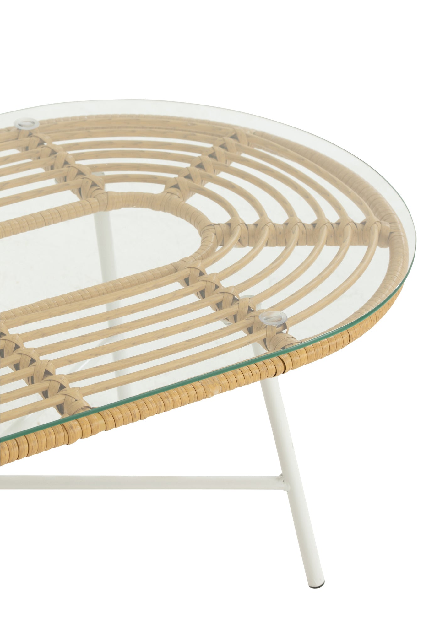 Table Low Oval Outdoors Met/Glass Natural/White