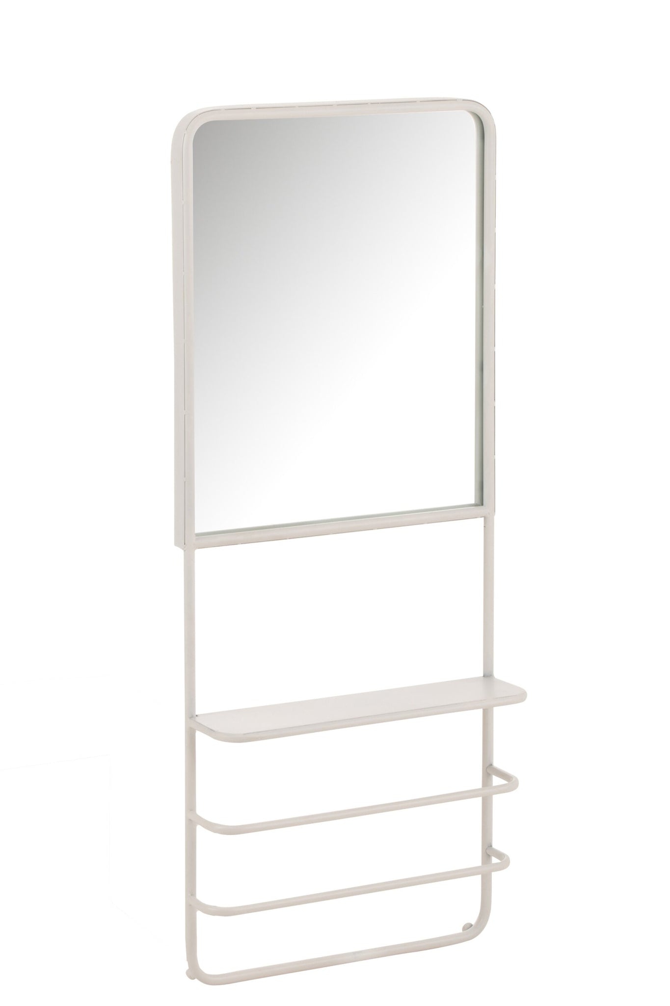 Wandregal mit Spiegel – Metall und Glas, weiß, 40x12,5x100 cm