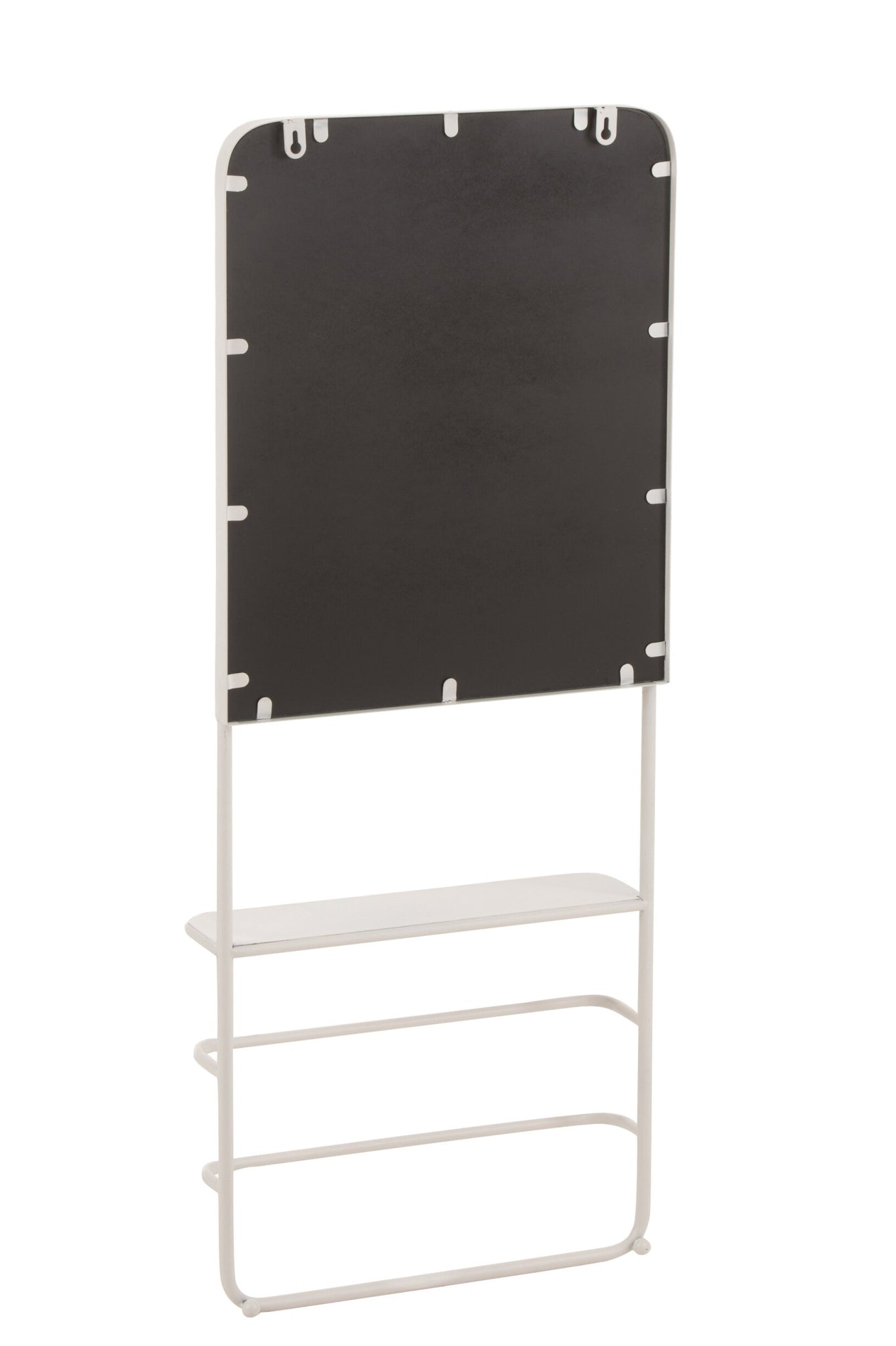 Wandregal mit Spiegel – Metall und Glas, weiß, 40x12,5x100 cm