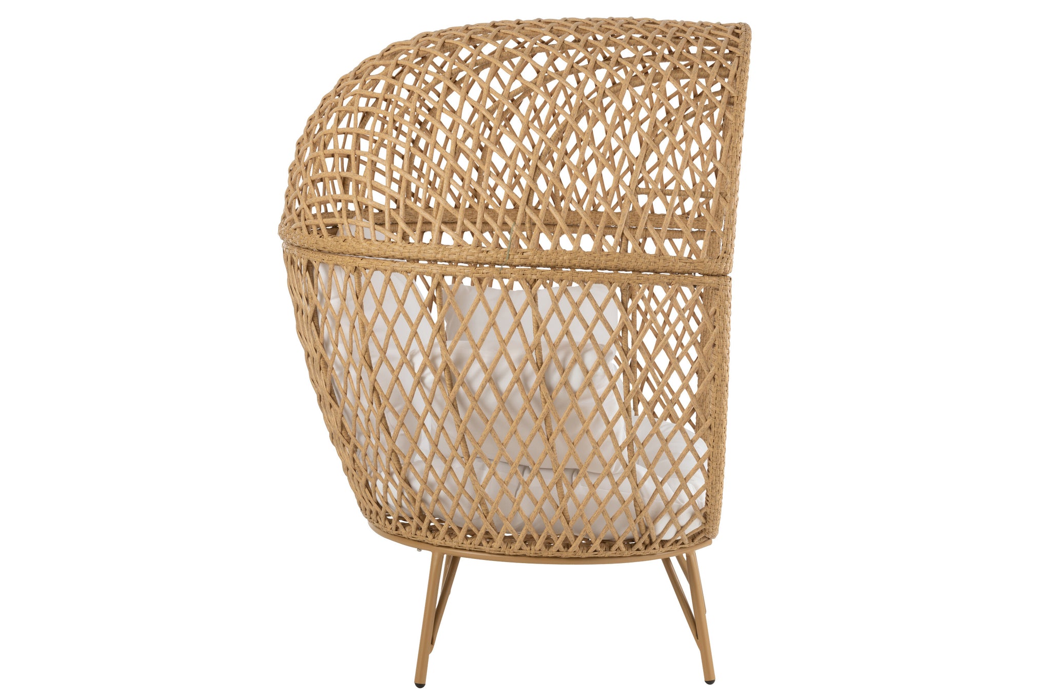 Loungechair+Cushions Eva Metal/Reed Beige