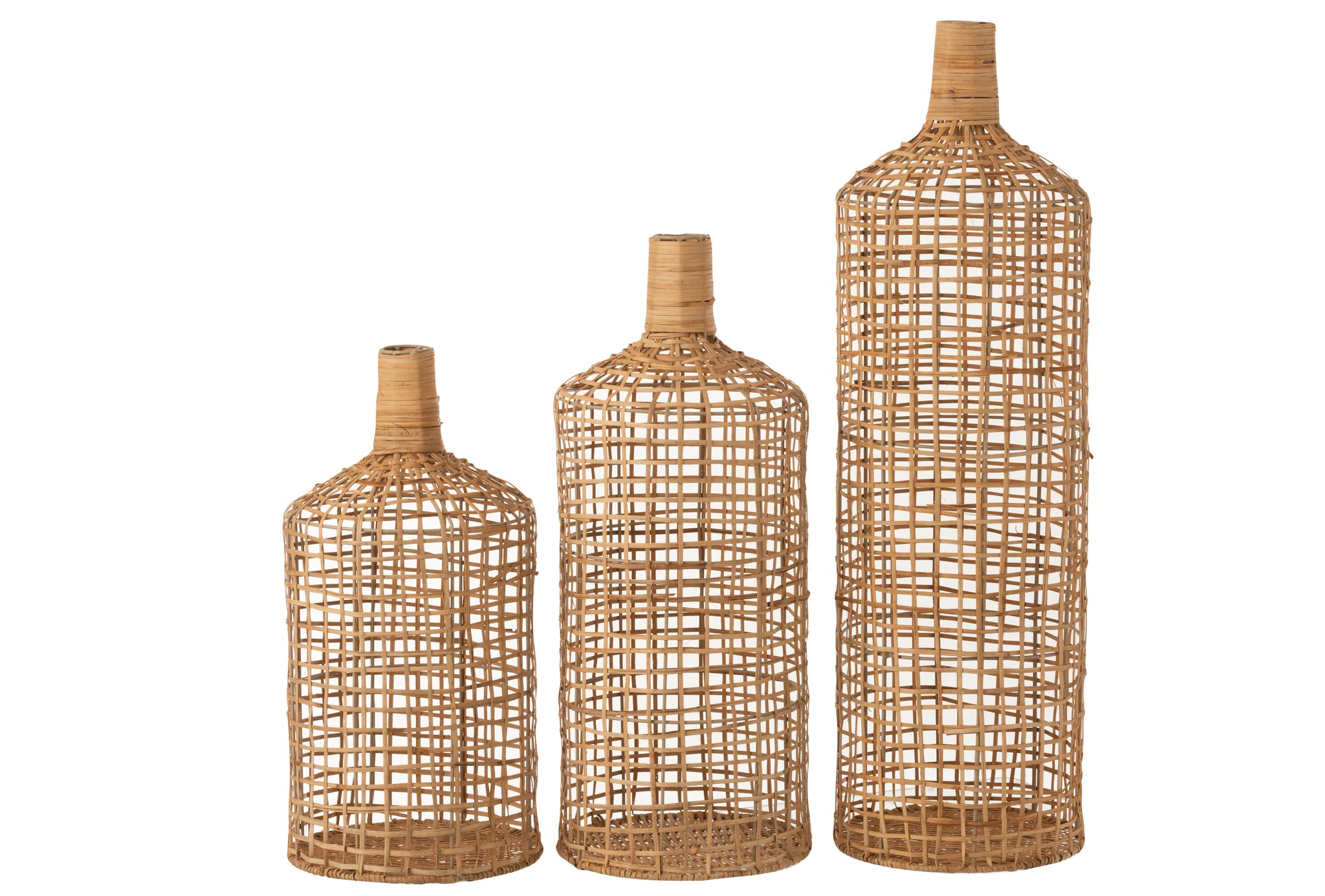 Set Of 3 Vase Decoration Bamboo Natural