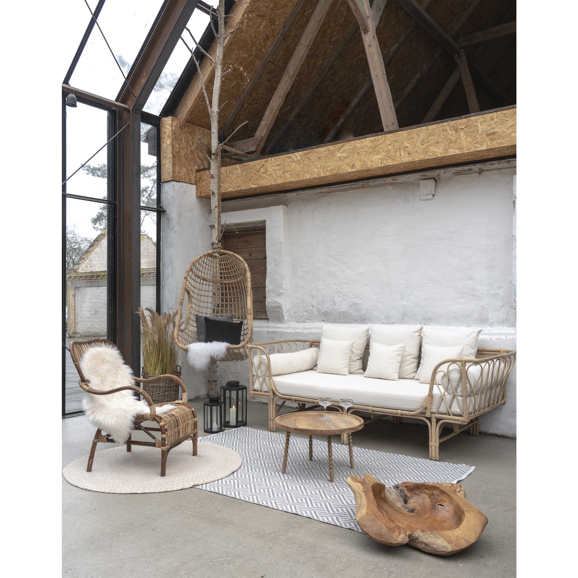 Jammu Couchtisch – Mangoholz, natur, ø60×35 cm