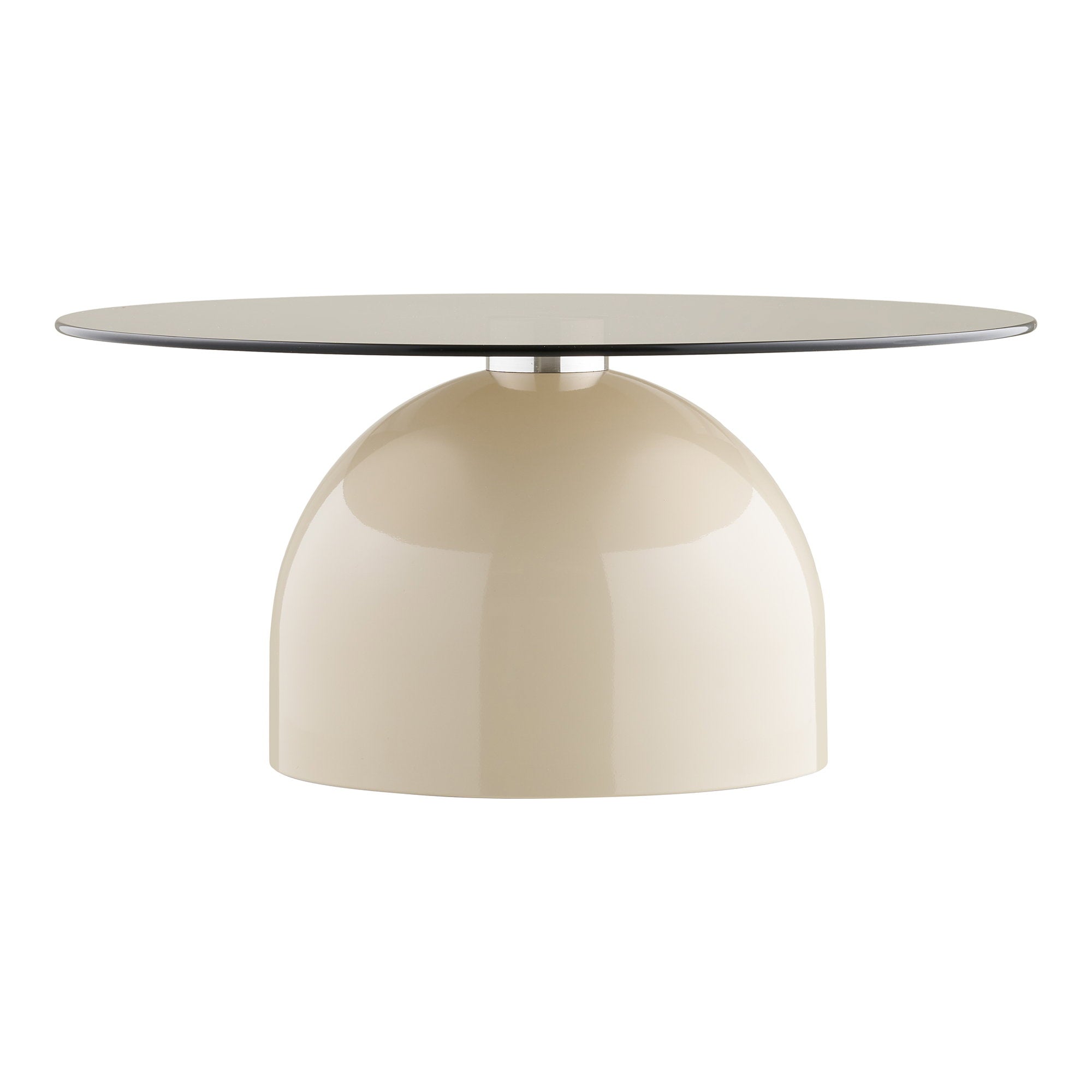 Ravello salontafel – gehard glas/metaal, grijs/beige, ø70×33 cm