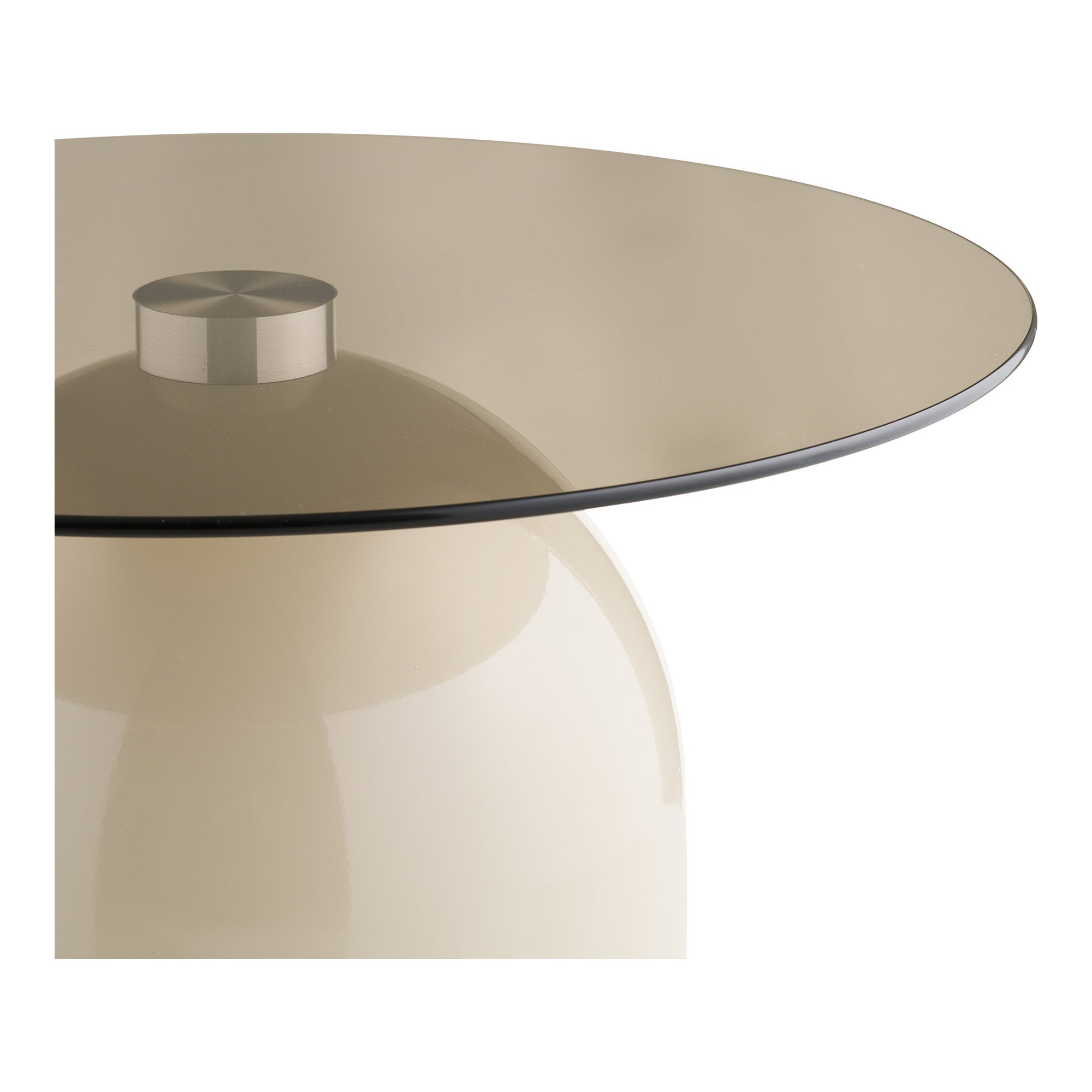 Ravello salontafel – gehard glas/metaal, grijs/beige, ø70×33 cm