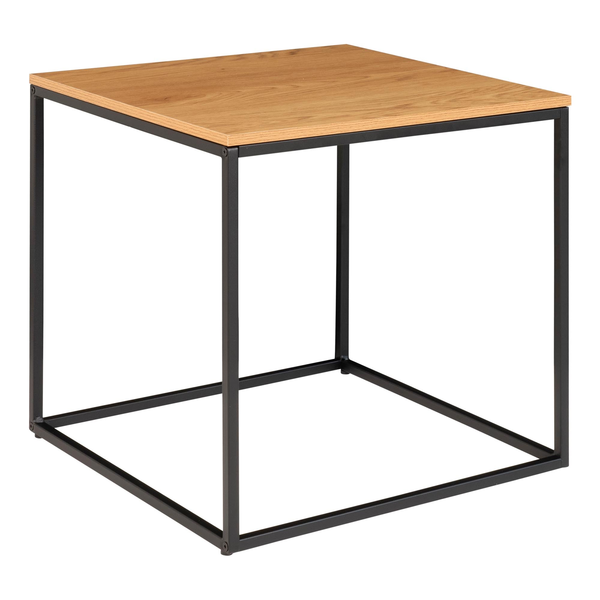 Vita Side Table - Side table, oak look, black frame 45x45x45 cm