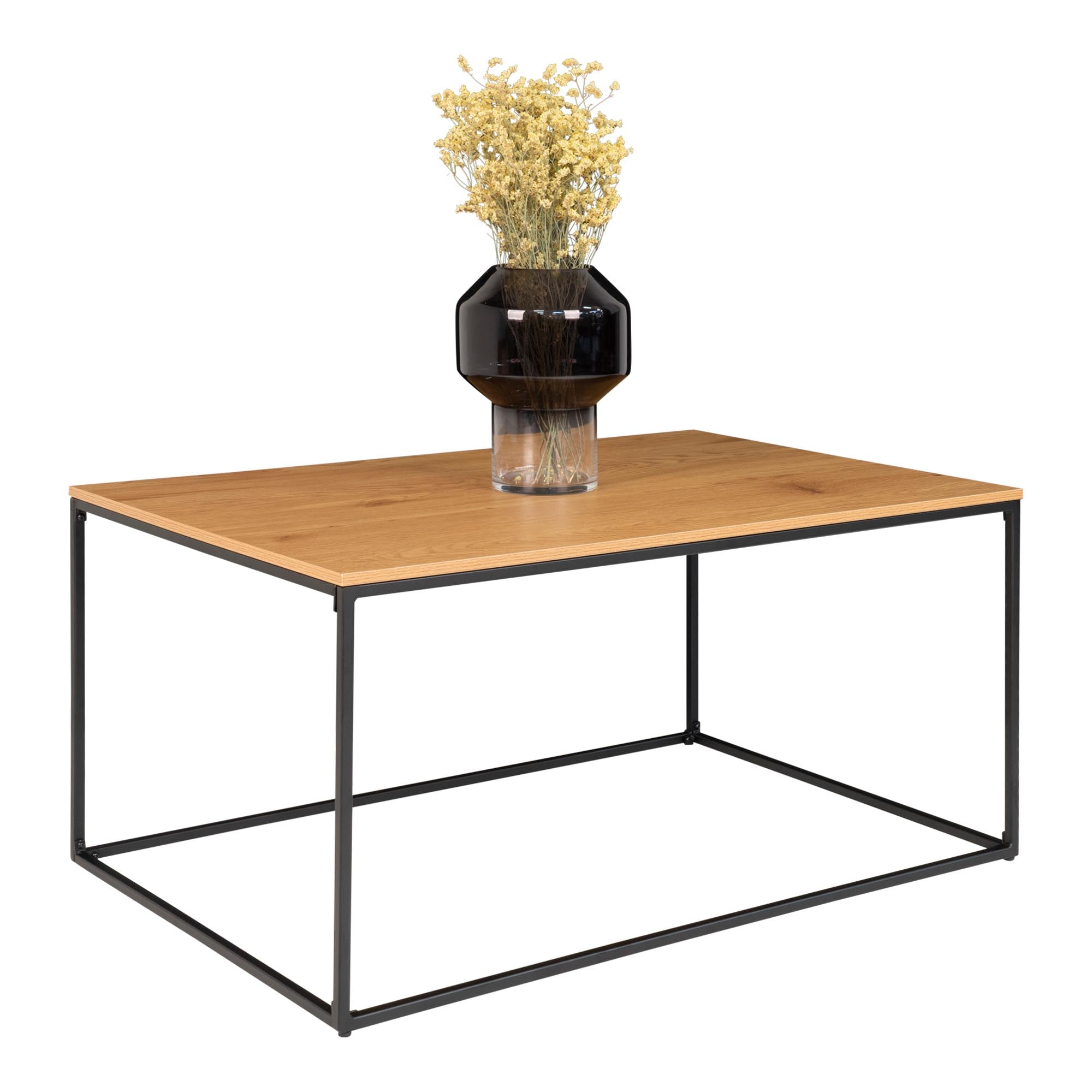 Coffee Table Oak Look Rectangular 90x60x45 cm | Black Frame