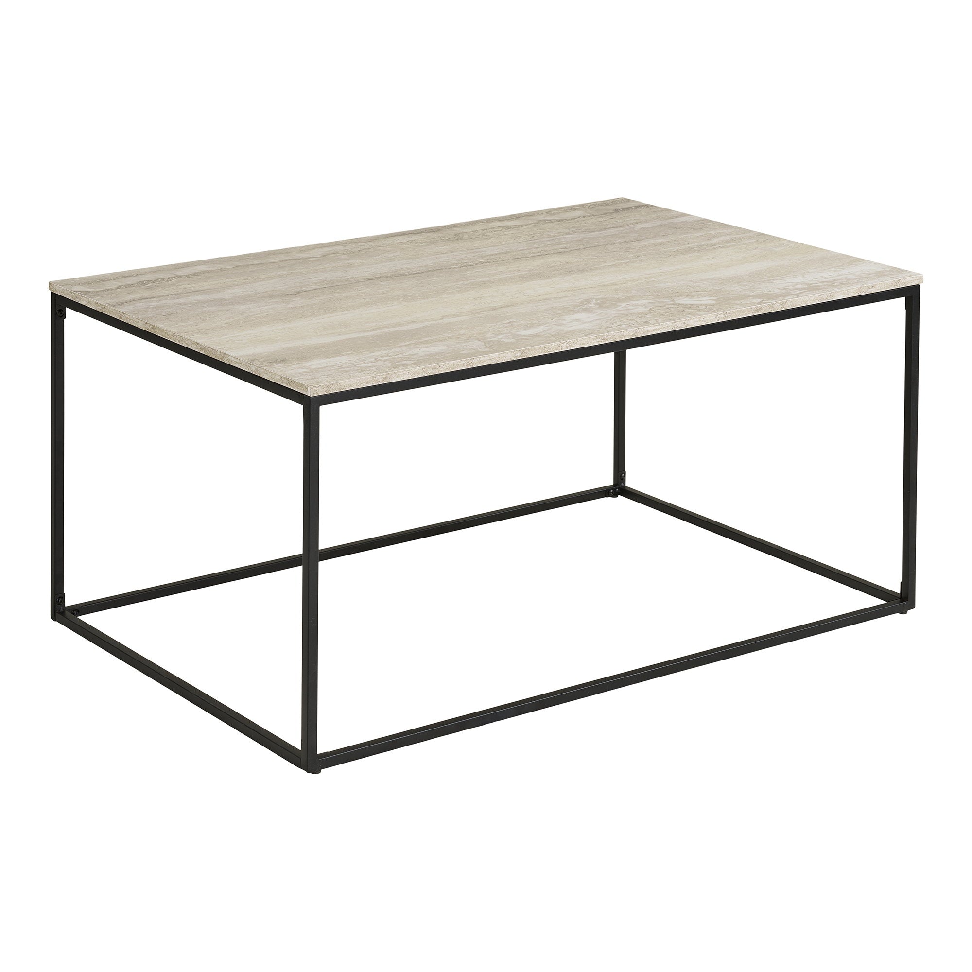 Coffee Table Travertine Look Black Frame 90x60x45 cm