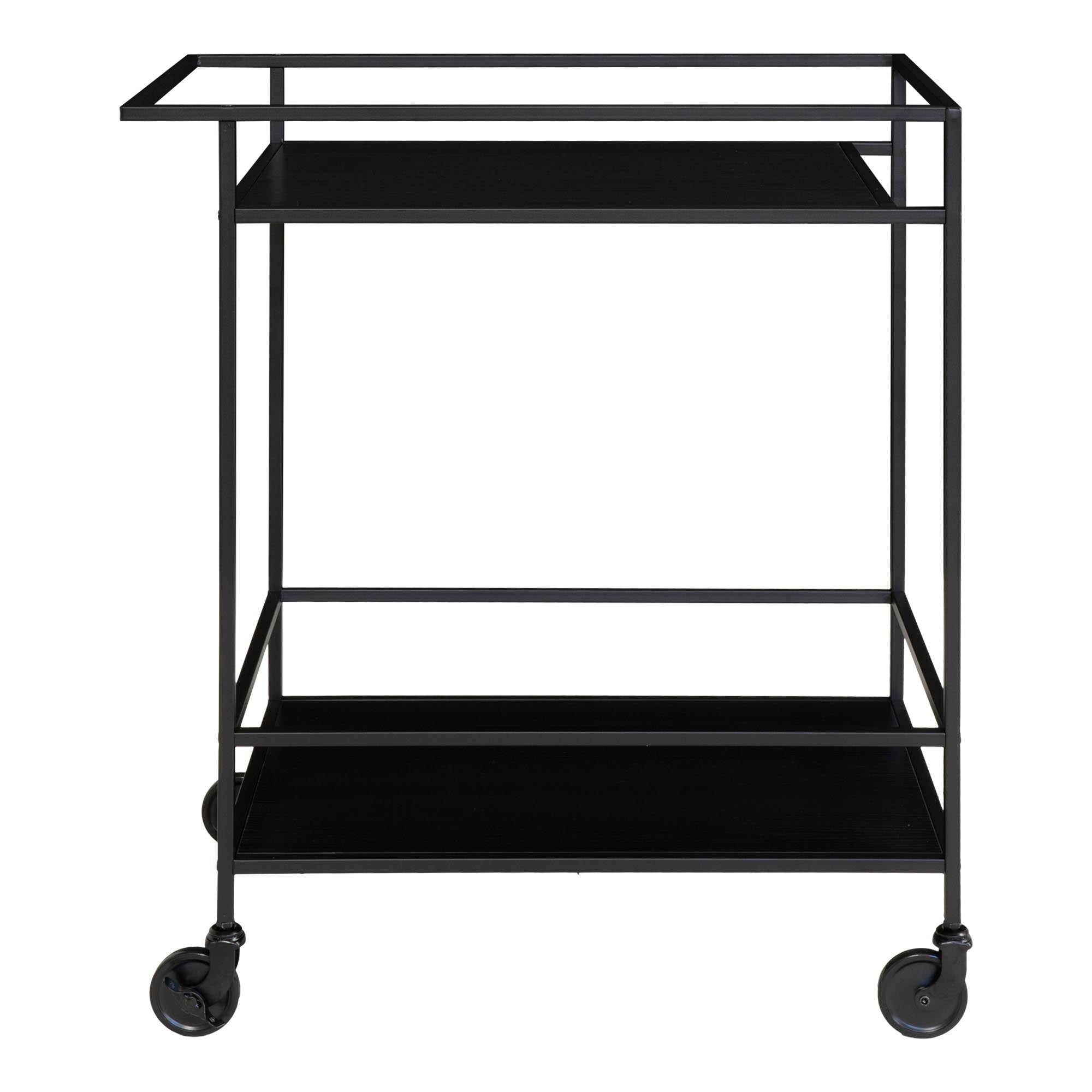 Vita Bar trolley - Bar trolley with 2 shelves, black, black frame 68x40x79 cm