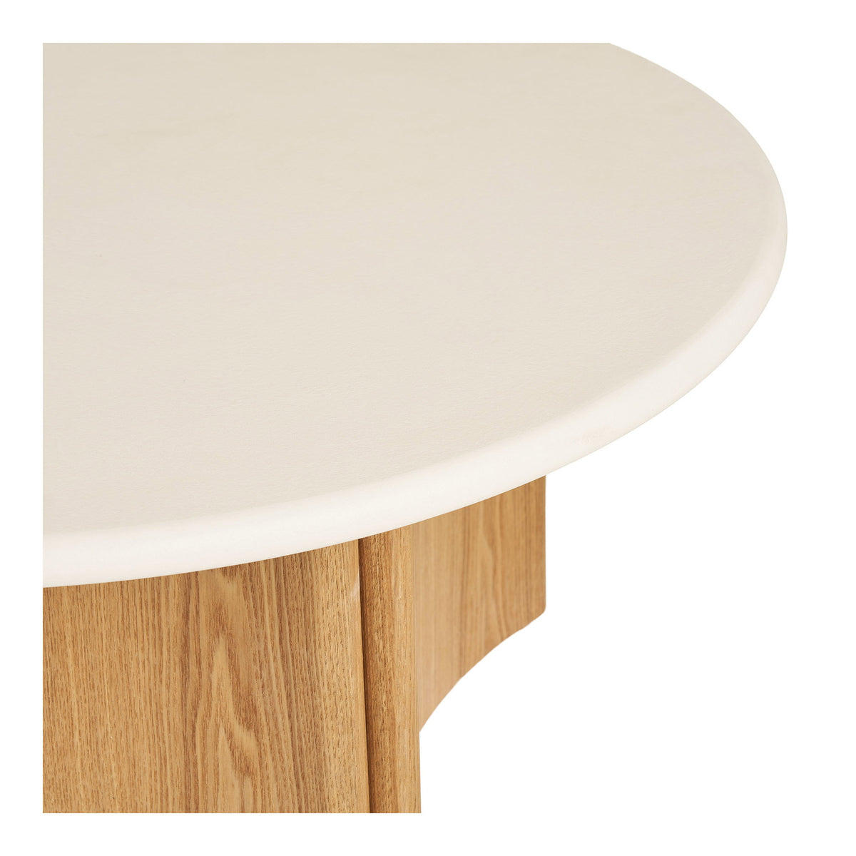 Salontafel Motril – cement en essenfineer, wit met naturel, ø80x37 cm
