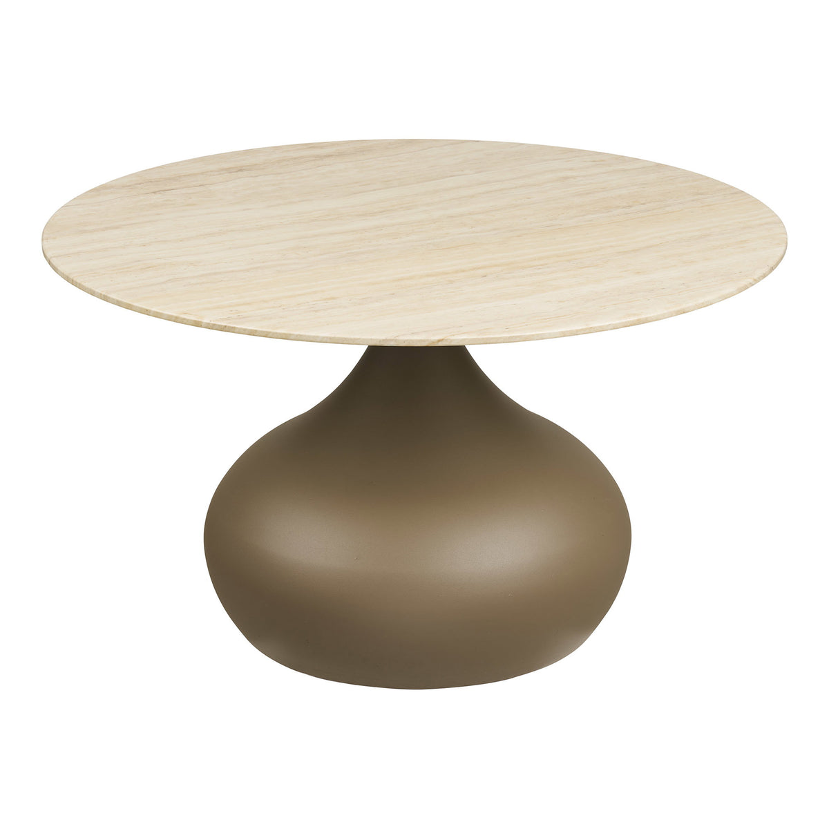 Salontafel Pienza – metaal en glas, khaki, ø70x42 cm