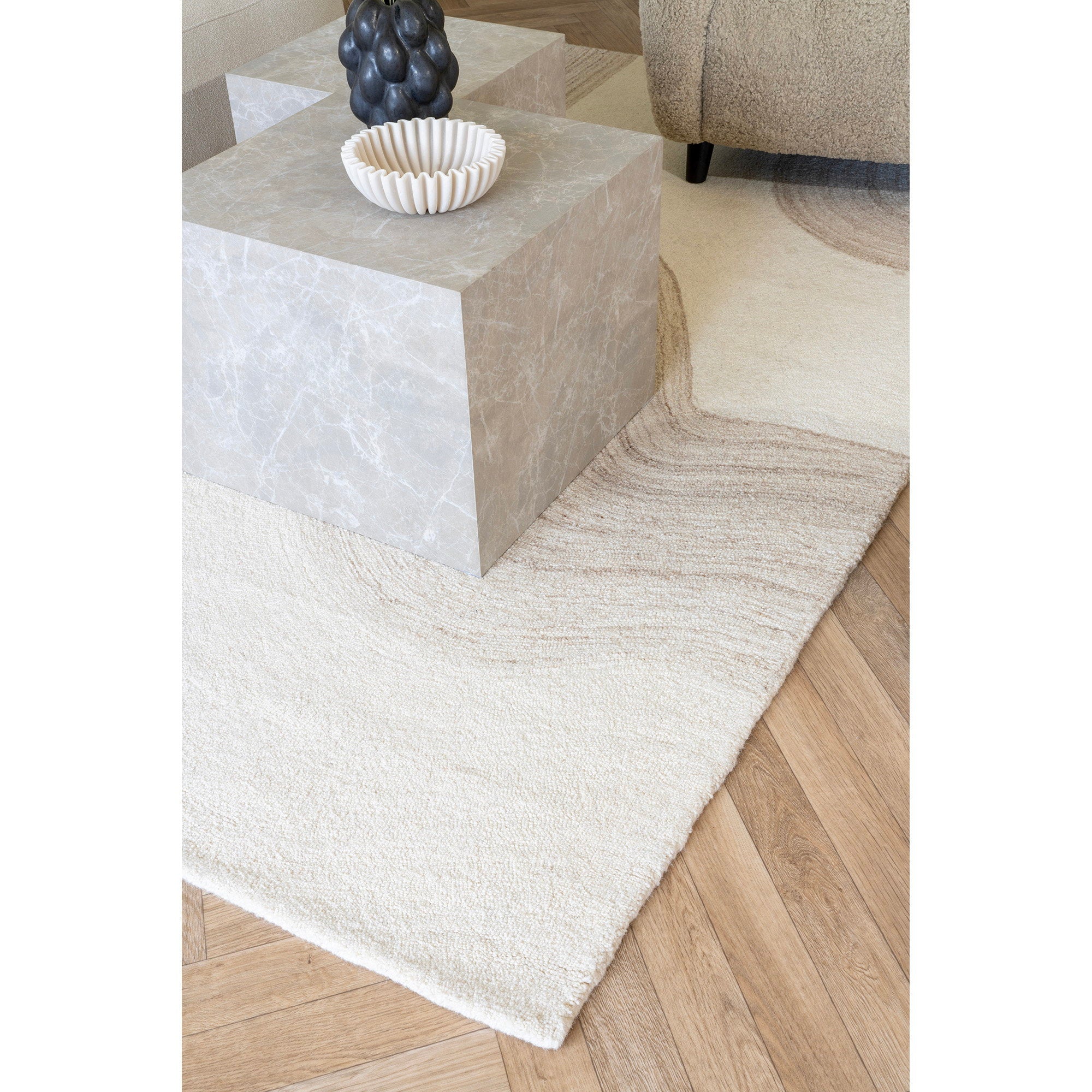 PRAGUE COFFEE TABLE SET OF 2 | MARBLE LOOK BEIGE