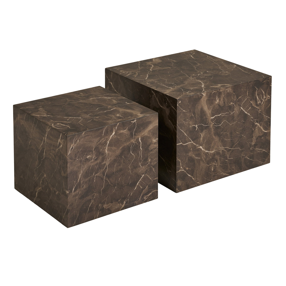 Salontafel Prague – MDF met marmerlook, bruin, set van 2
