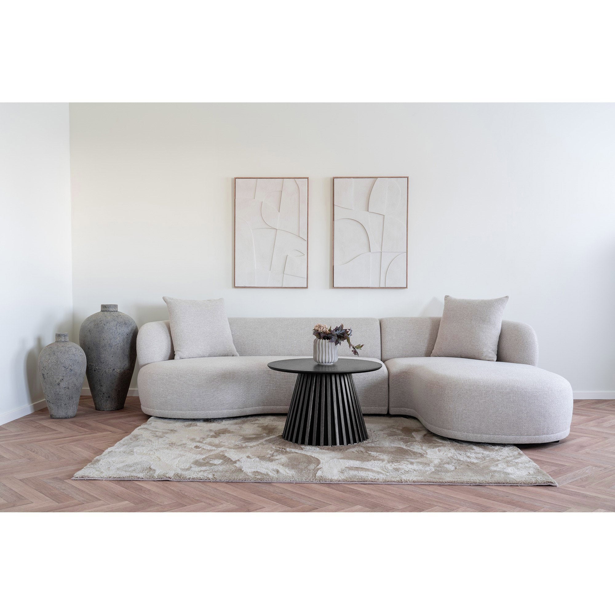 Osaka Couchtisch – Eichenfurnier, schwarz, ø70×45 cm