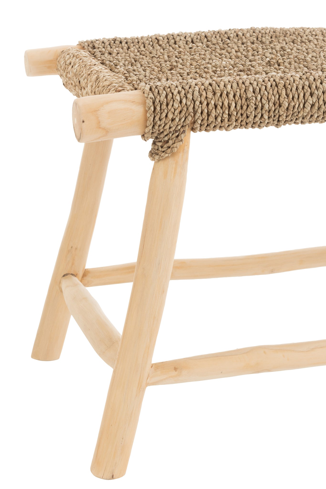 Stool Timo Grass/Teak Wood Natural Large