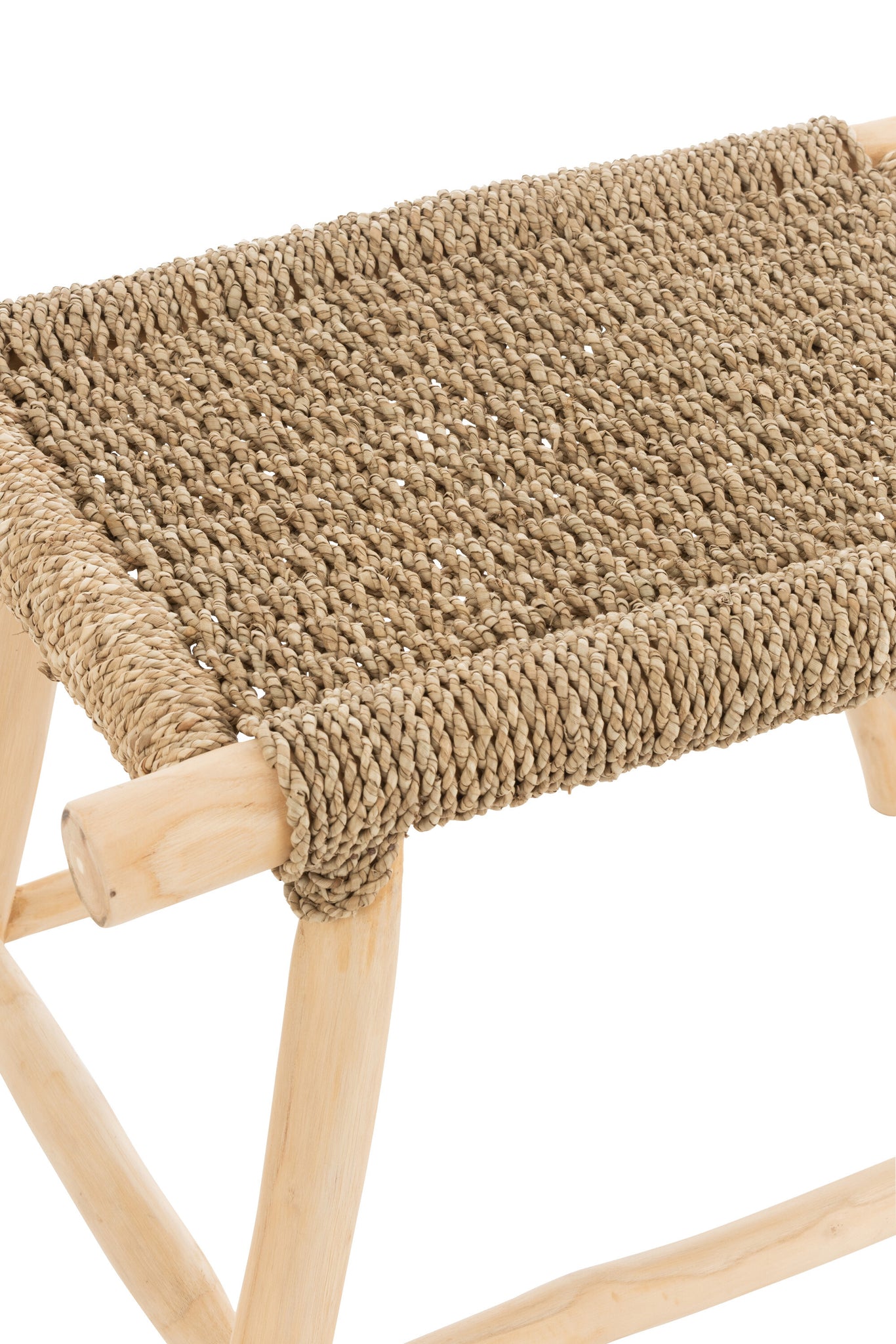 Stool Timo Grass/Teak Wood Natural Large