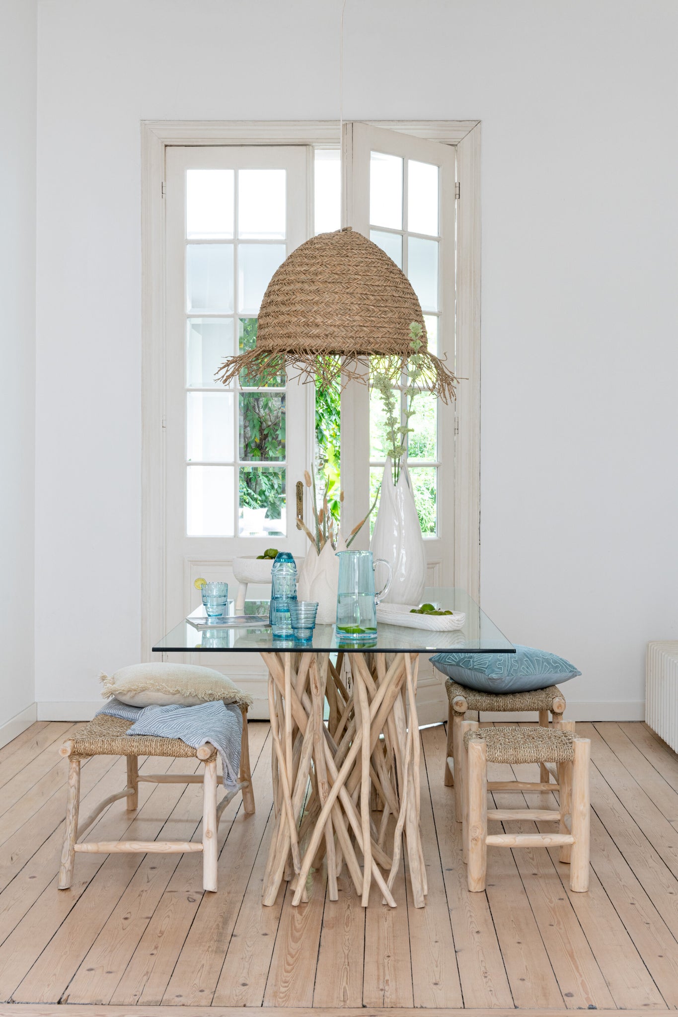 Bench Timo Grass/Teak Wood Natural