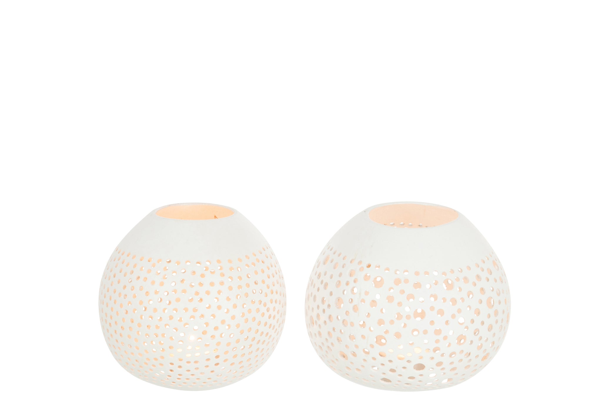 Tealight Holder Coconut Holes White Assortment Of 2