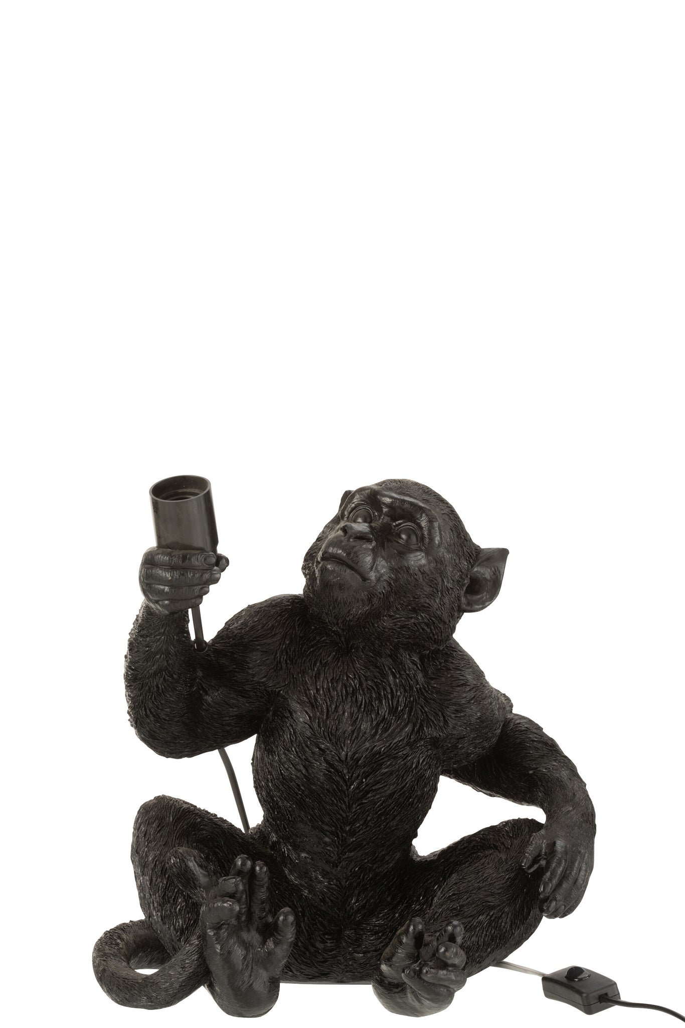 Lamp Monkey Sitting Poly Black
