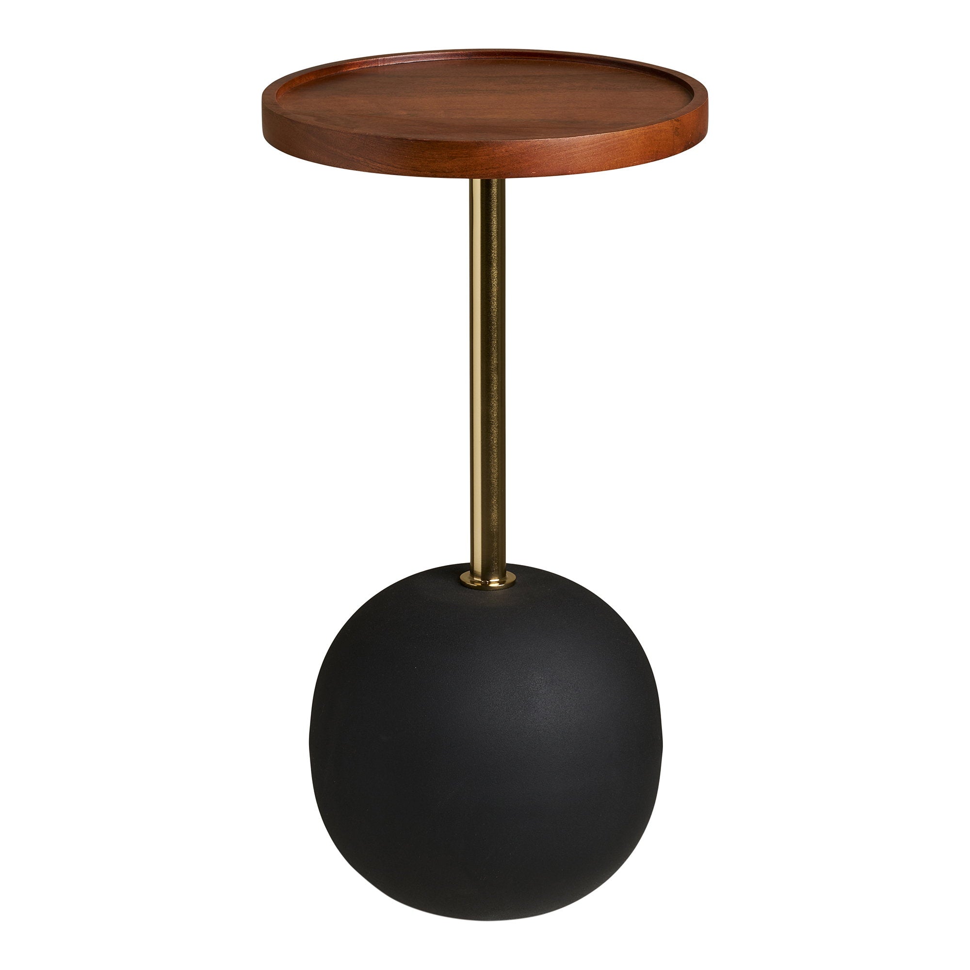 Sirone Side Table - Side table, mango wood/steel, black/brass look/dark brown Ø30x56 cm