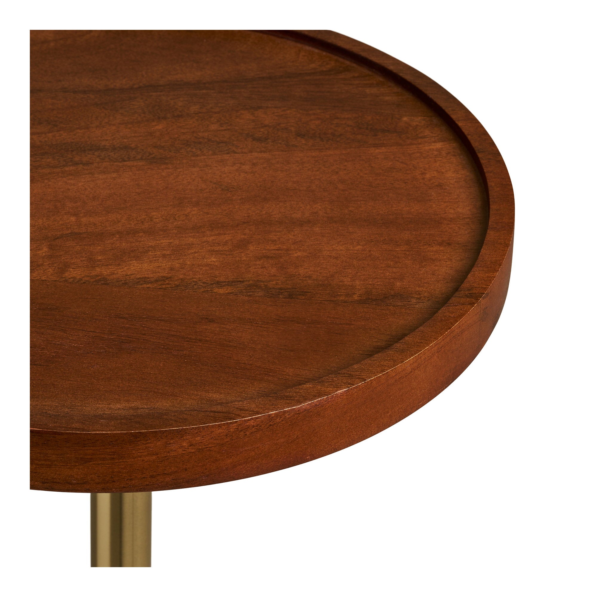Sirone Side Table - Side table, mango wood/steel, black/brass look/dark brown Ø30x56 cm