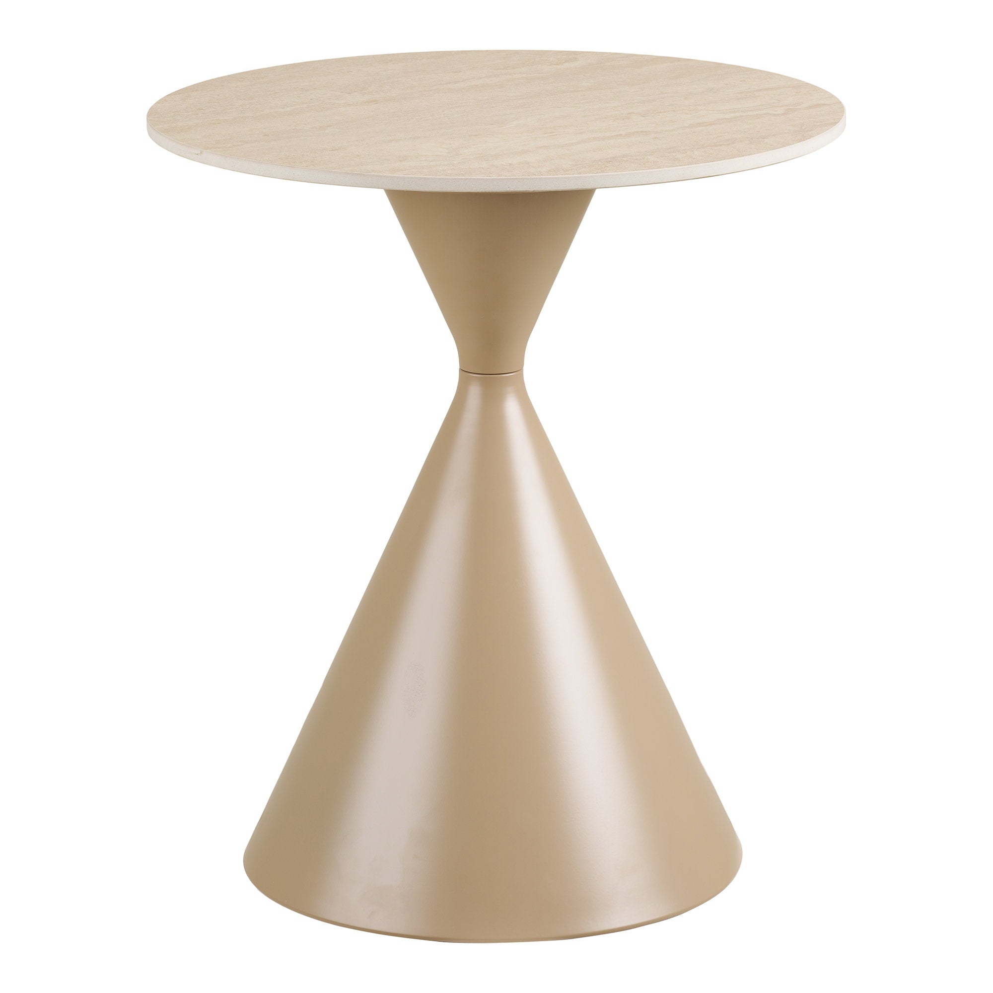 Annecy Side Table - Side table, ceramic table top/steel, travertine/sand ø50x56 cm