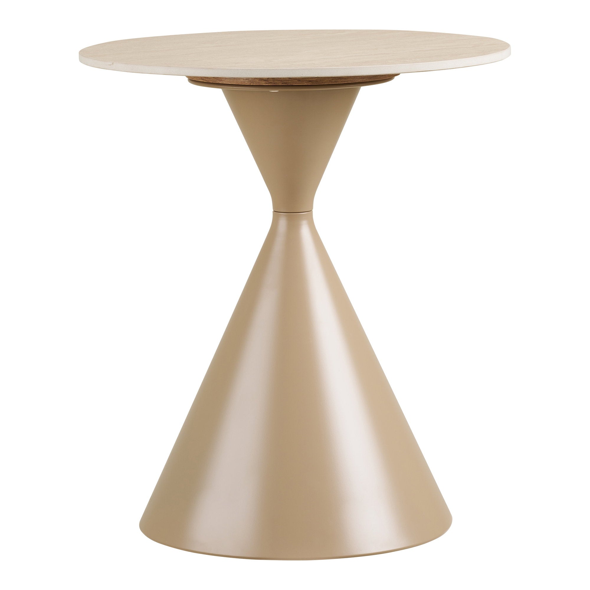 Annecy Side Table - Side table, ceramic table top/steel, travertine/sand ø50x56 cm