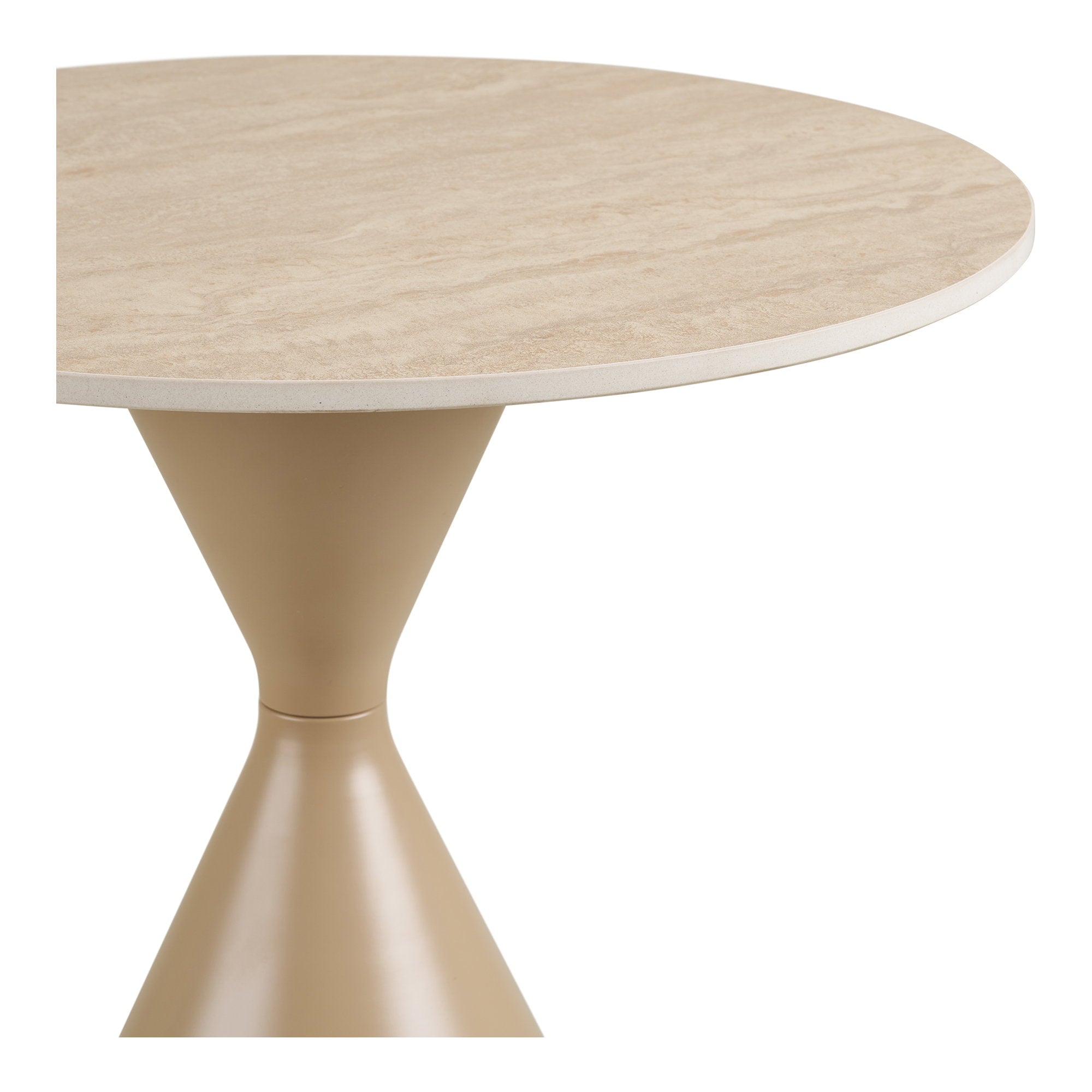 Annecy Side Table - Side table, ceramic table top/steel, travertine/sand ø50x56 cm