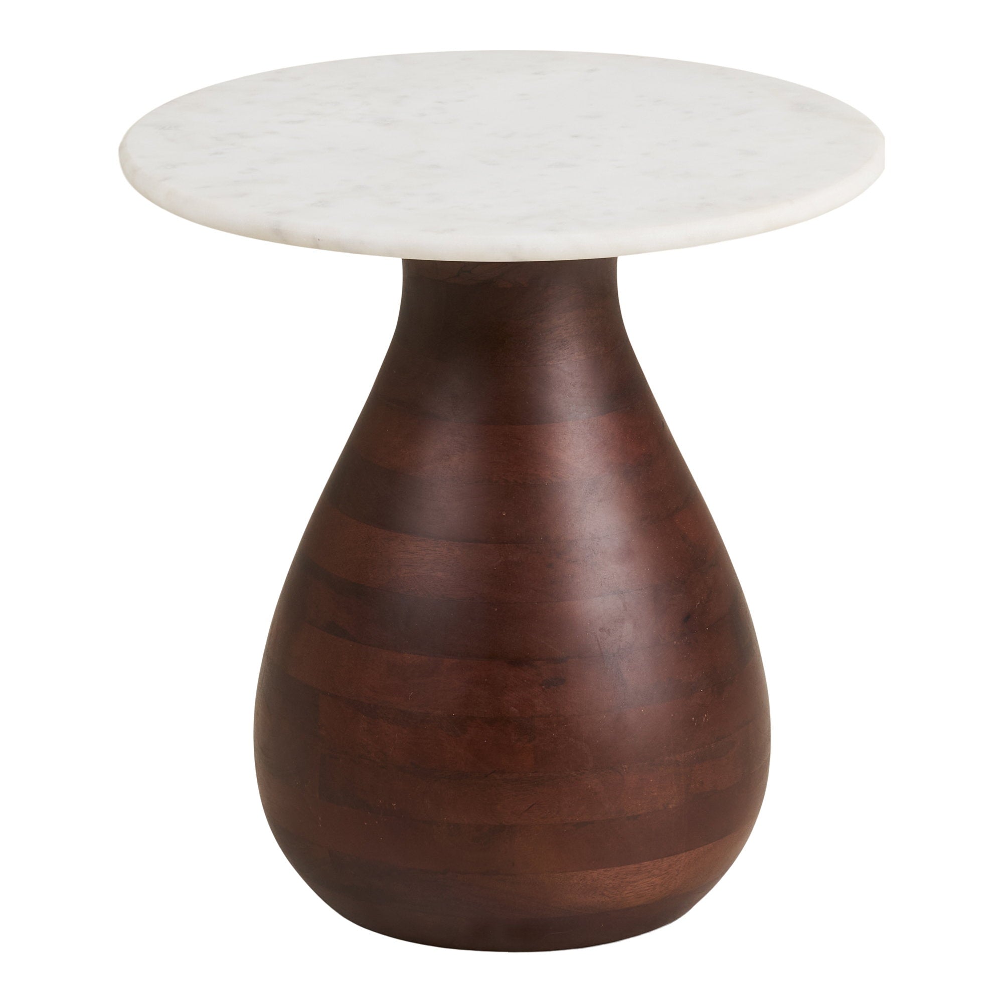 Beistelltisch Heide – Beistelltisch, Mangoholz/Marmor, Dunkelbraun/Weiß ø40x41 cm