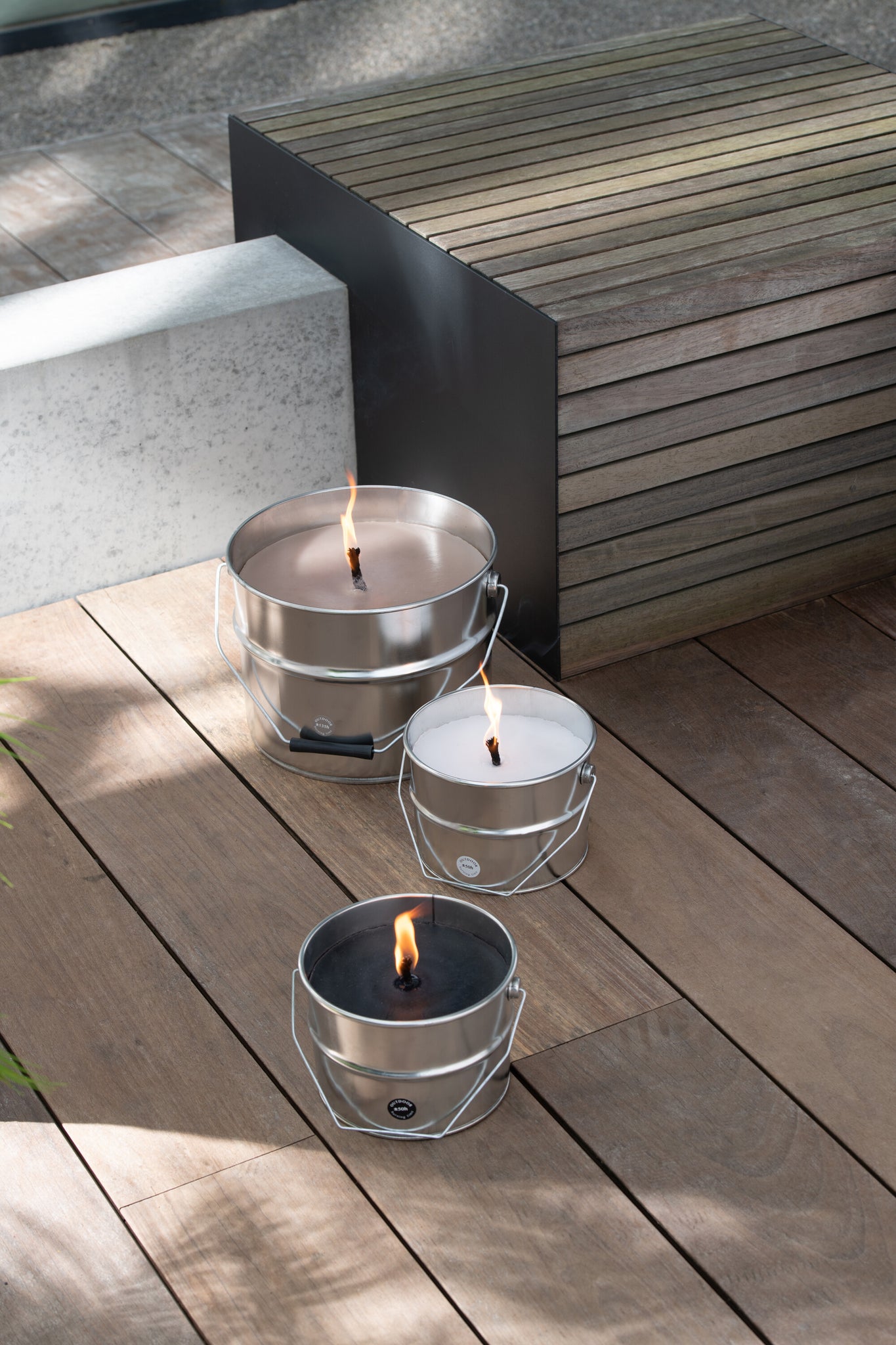 Outdoors Candle Paint Ikoko Pot Metal/Wax White Small 50H