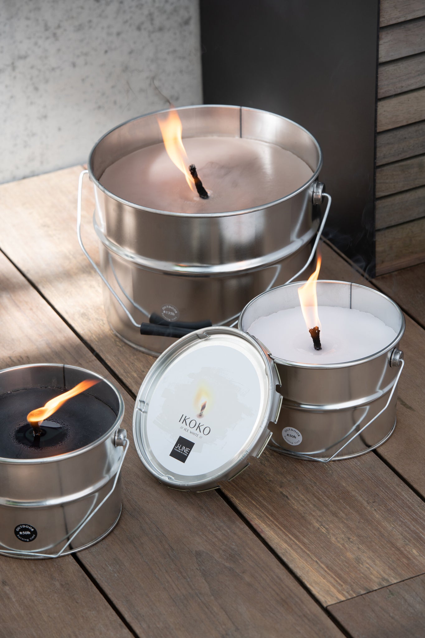 Outdoors Candle Paint Ikoko Pot Metal/Wax Black Small 50H