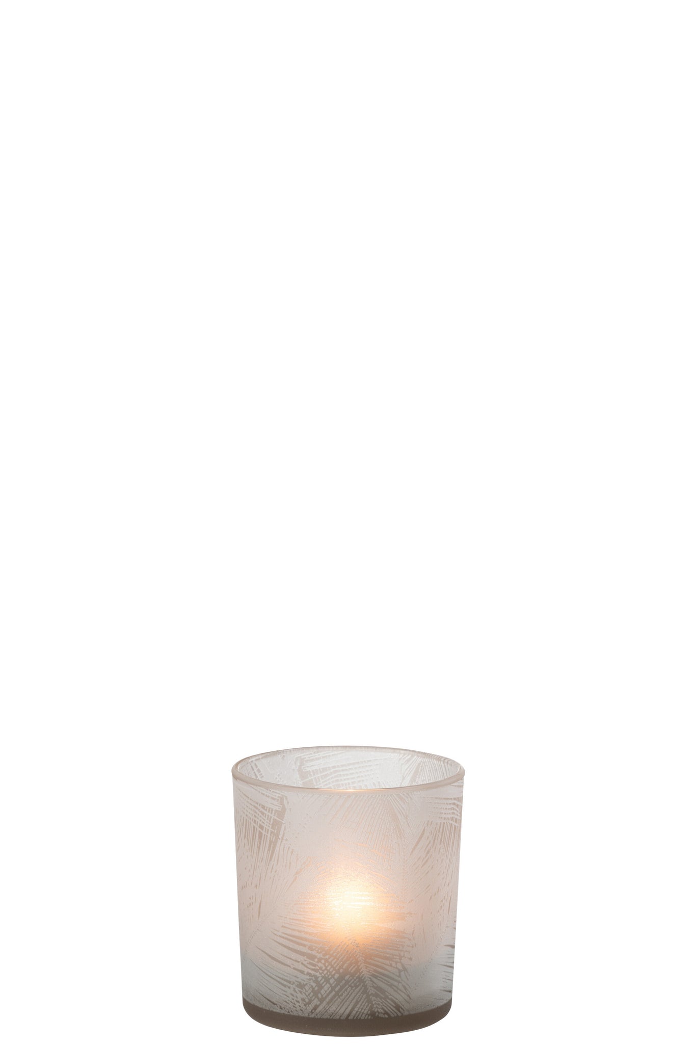 Tealight Holder Leaves Glass Beige Small