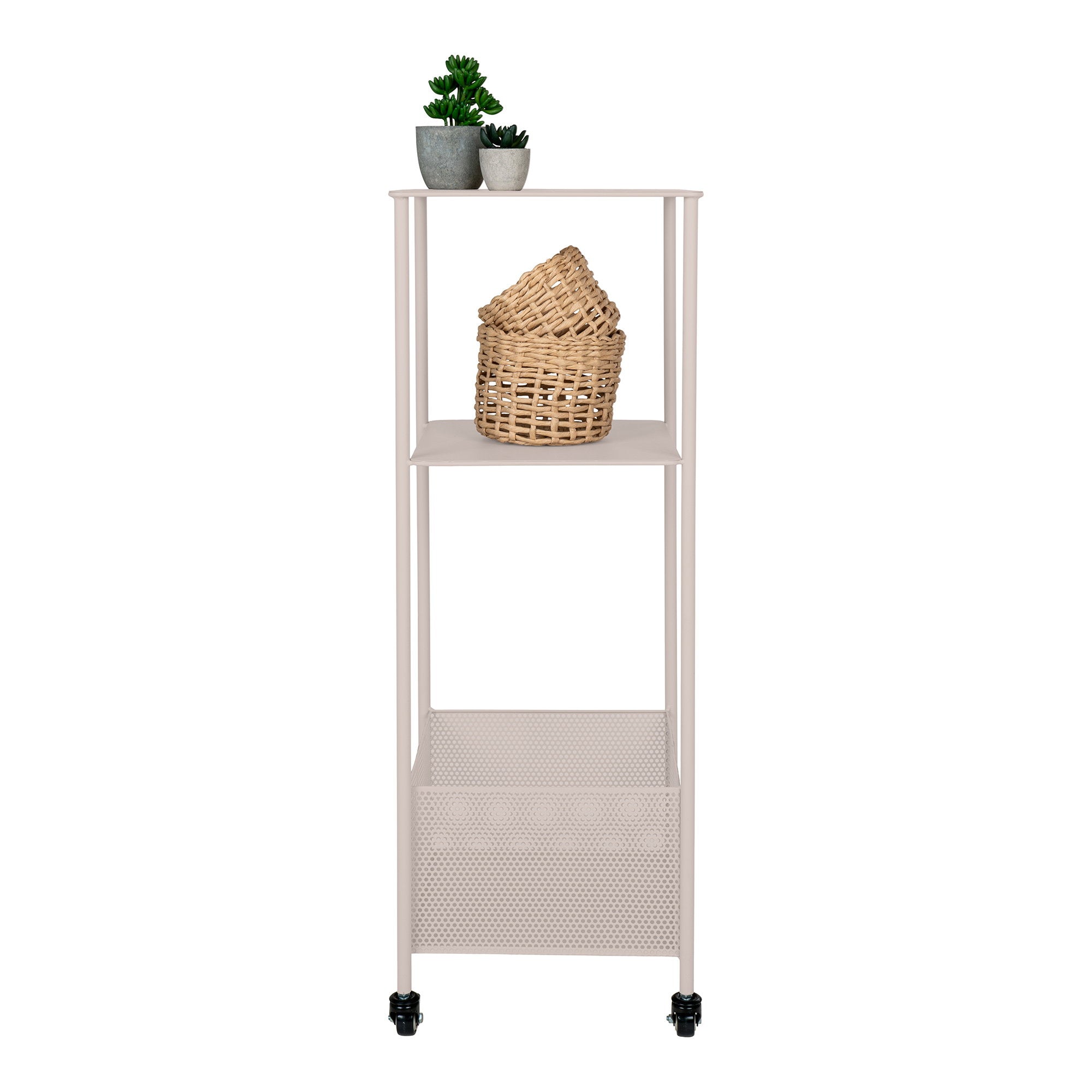 Torres Metal Cart - Metal Cart, steel, sand, 3 shelves 35x35x100 cm