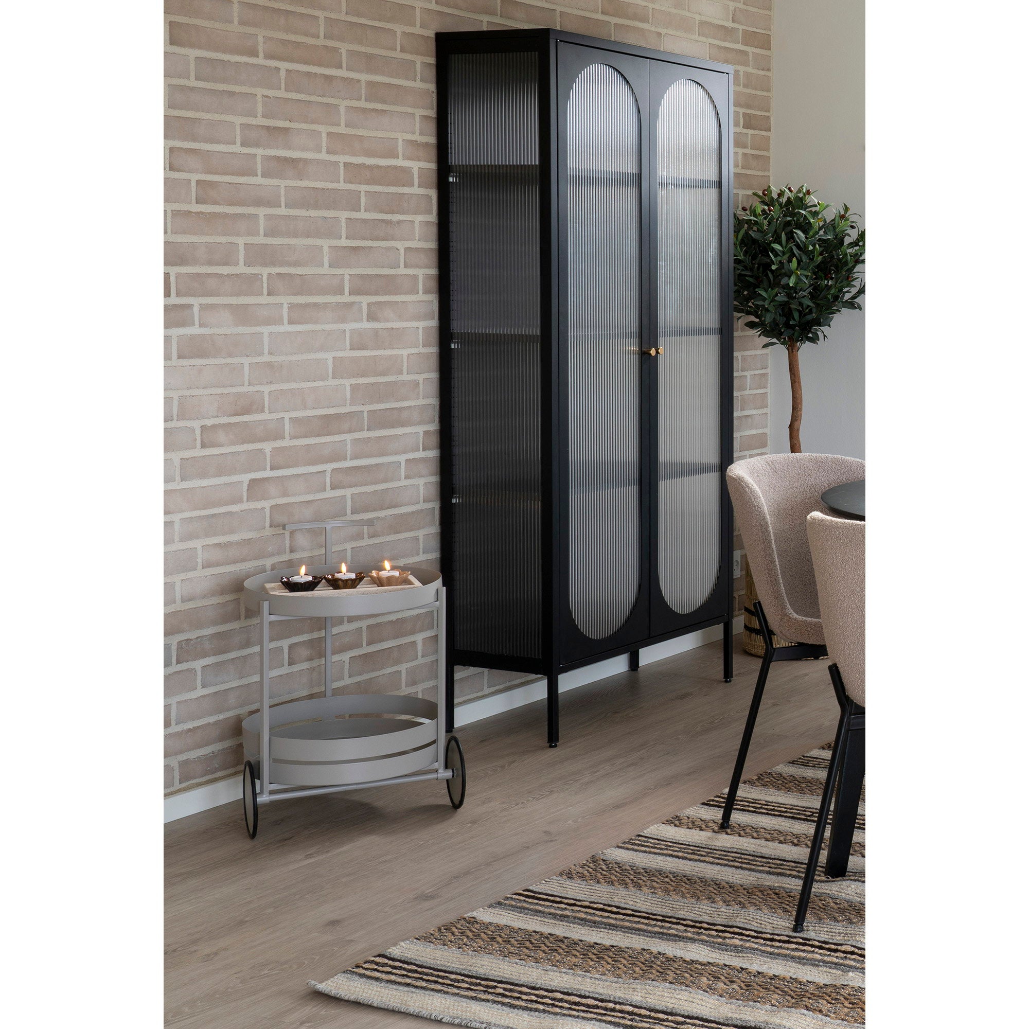 Beja Bar Trolley - Bar Trolley, steel, grey, 2 shelves 40x42x61 cm