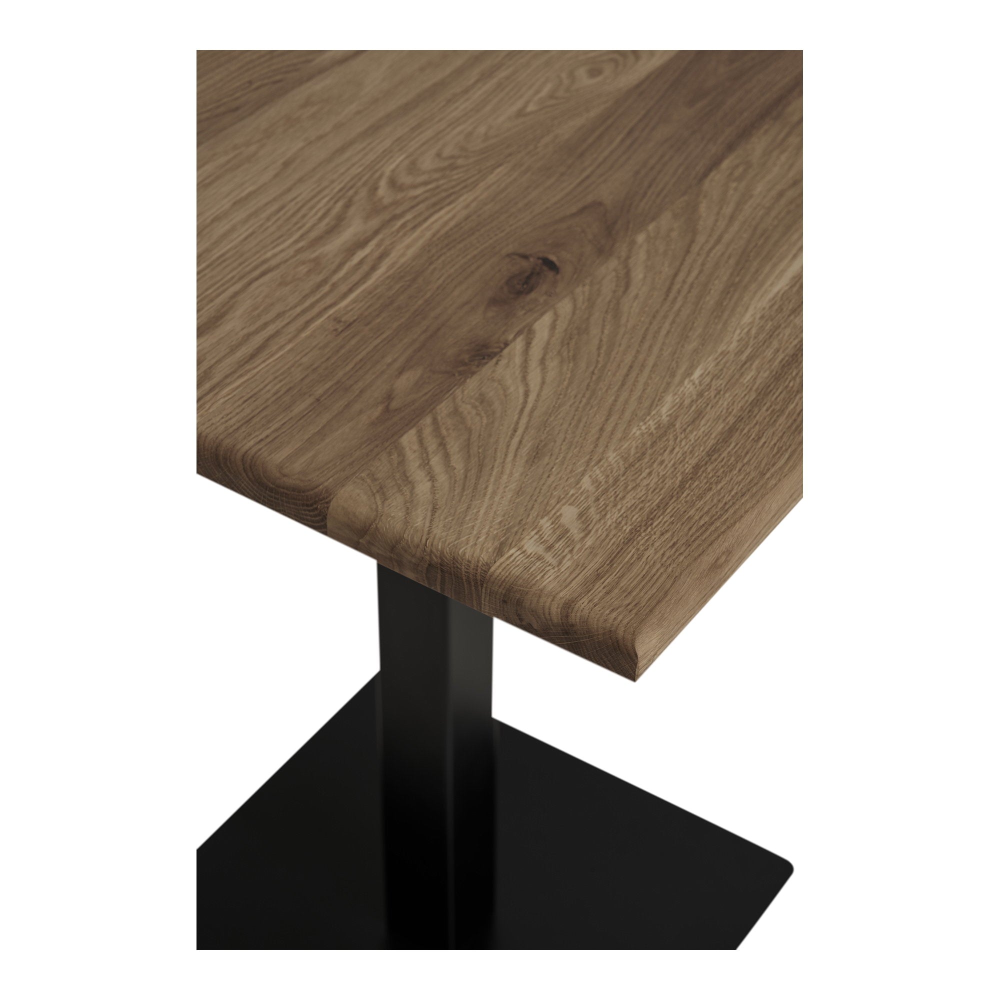 Lignano Cafe Table - Cafe table, smoked oak, black metal base 70x70x75 cm