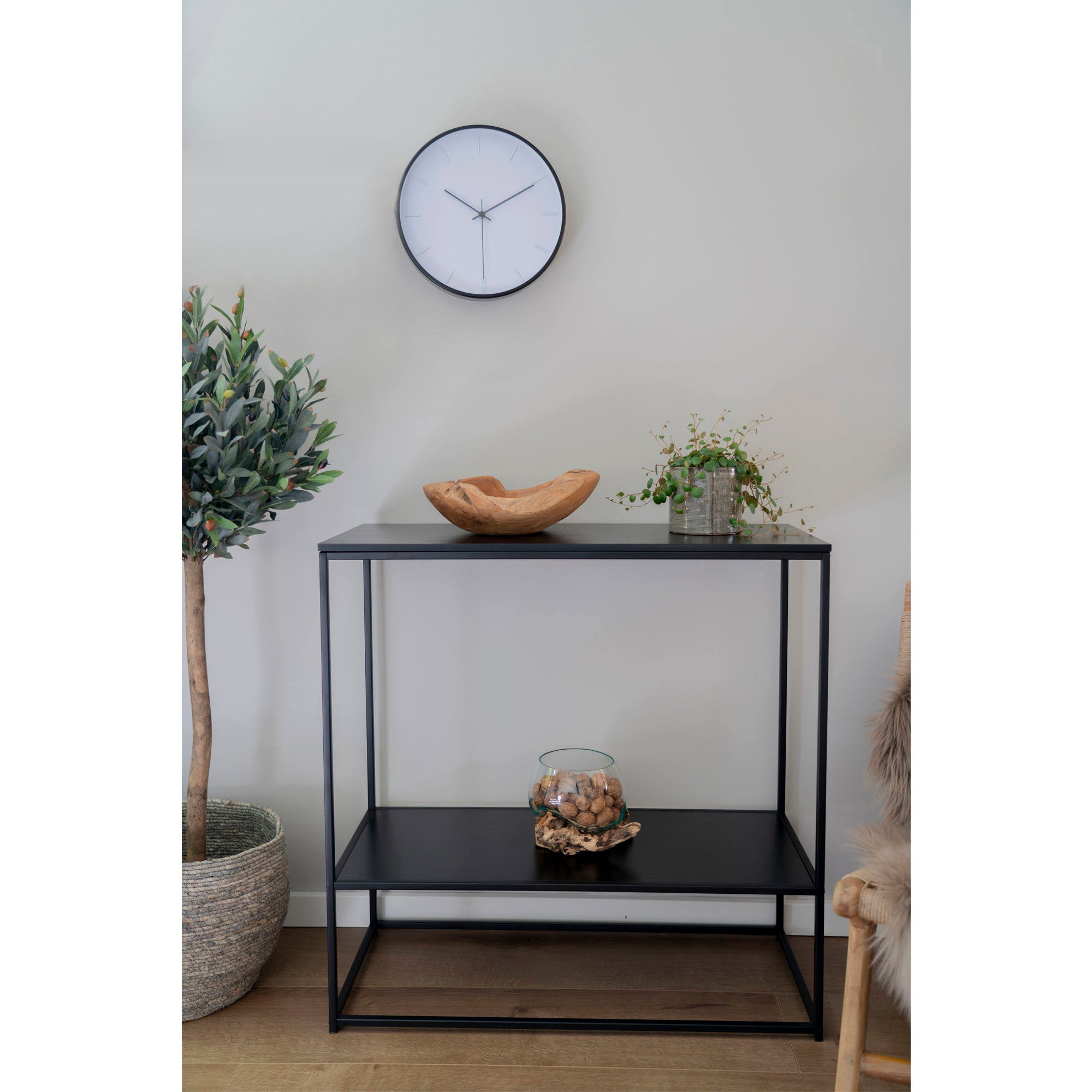 Vita Console table - Console table, 2 shelves, black, black frame 80x36x80 cm