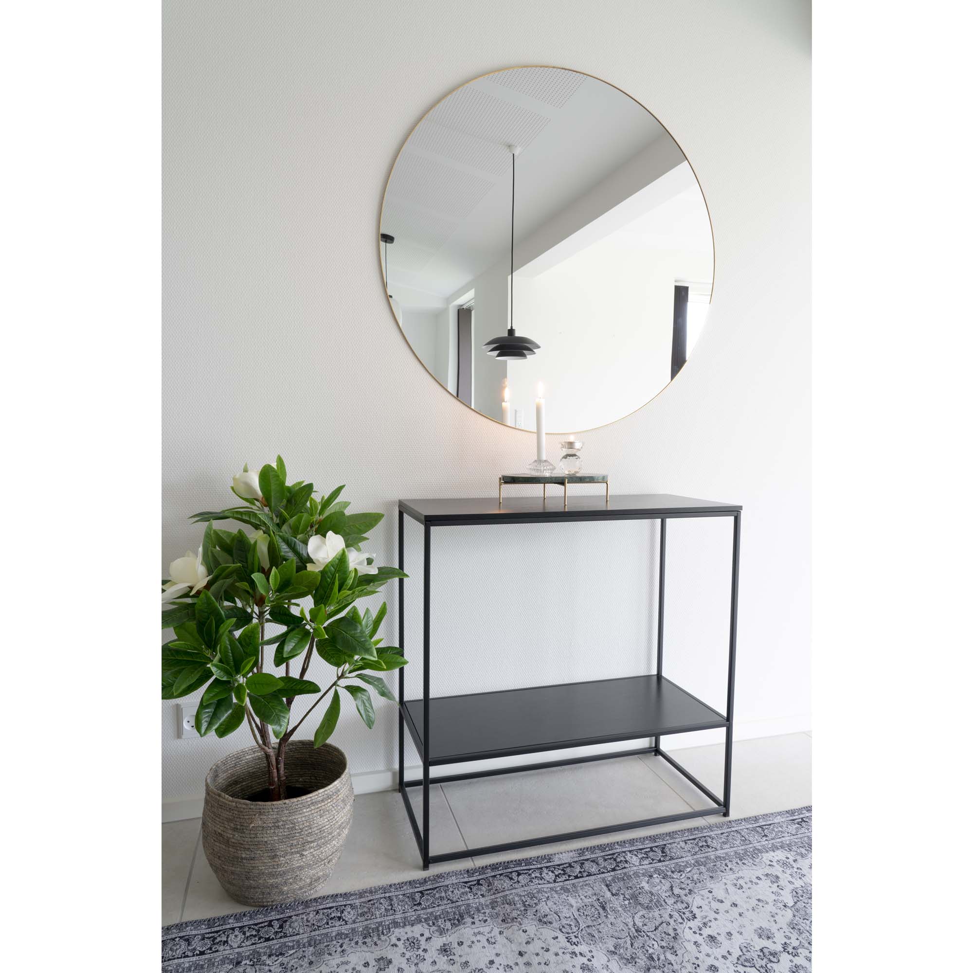 Vita Console table - Console table, 2 shelves, black, black frame 80x36x80 cm