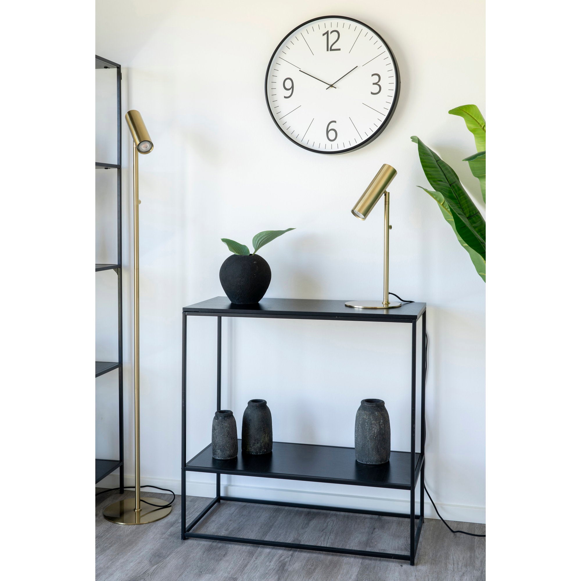 Vita Console table - Console table, 2 shelves, black, black frame 80x36x80 cm