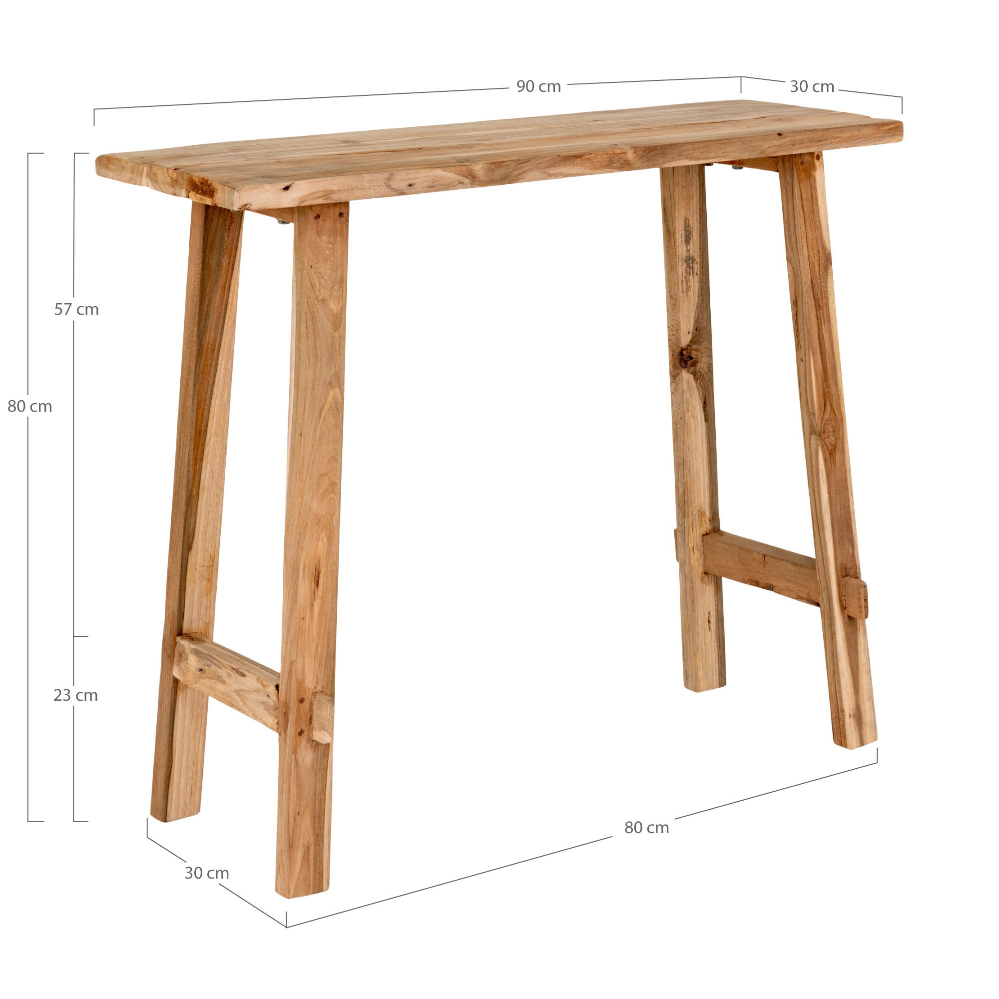 Konsolentisch Girona - Konsolentisch, Teak, Natur 90x30x80 cm