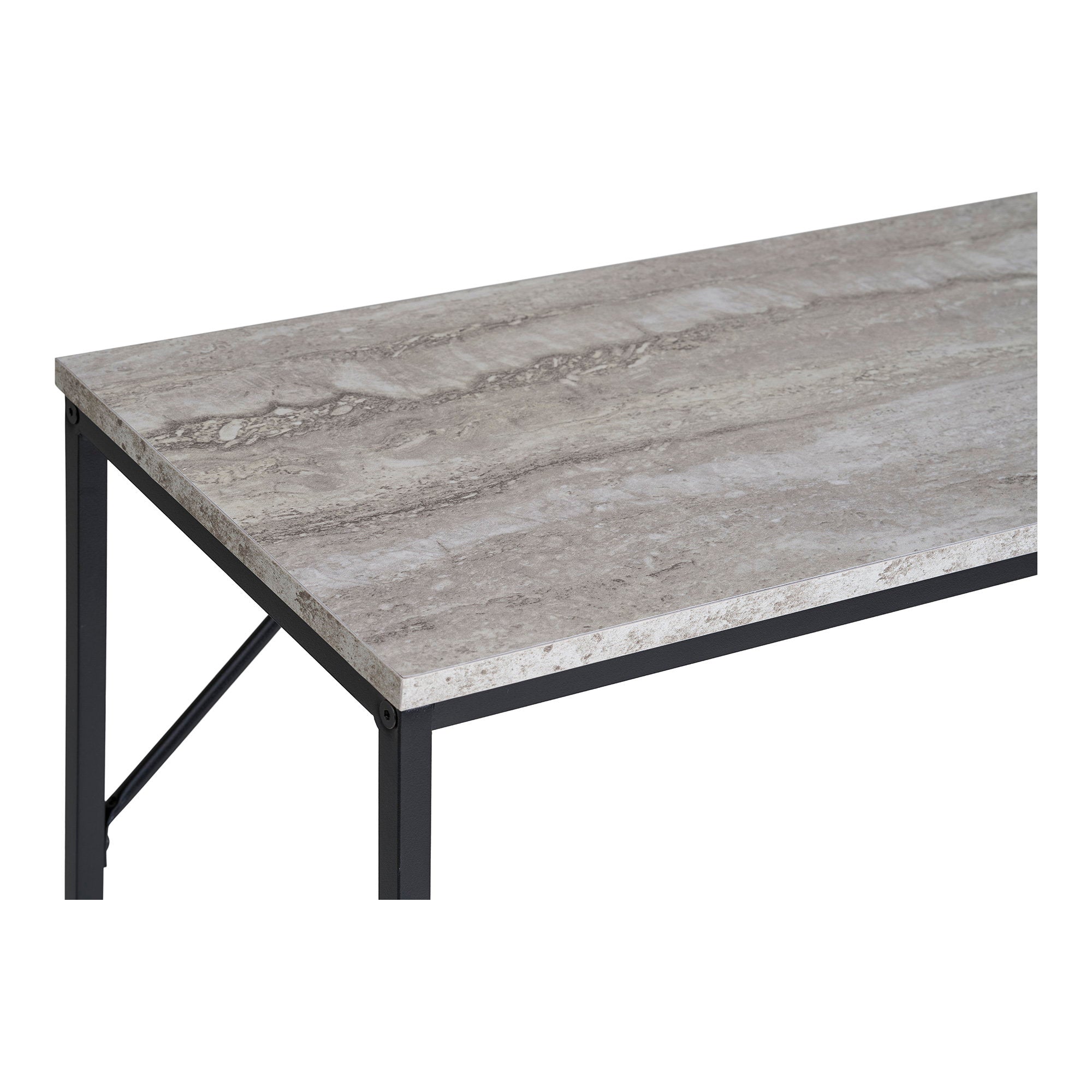 Vita Console Table - Console table, 1 shelf, travertine look, black frame 110x26x80 cm