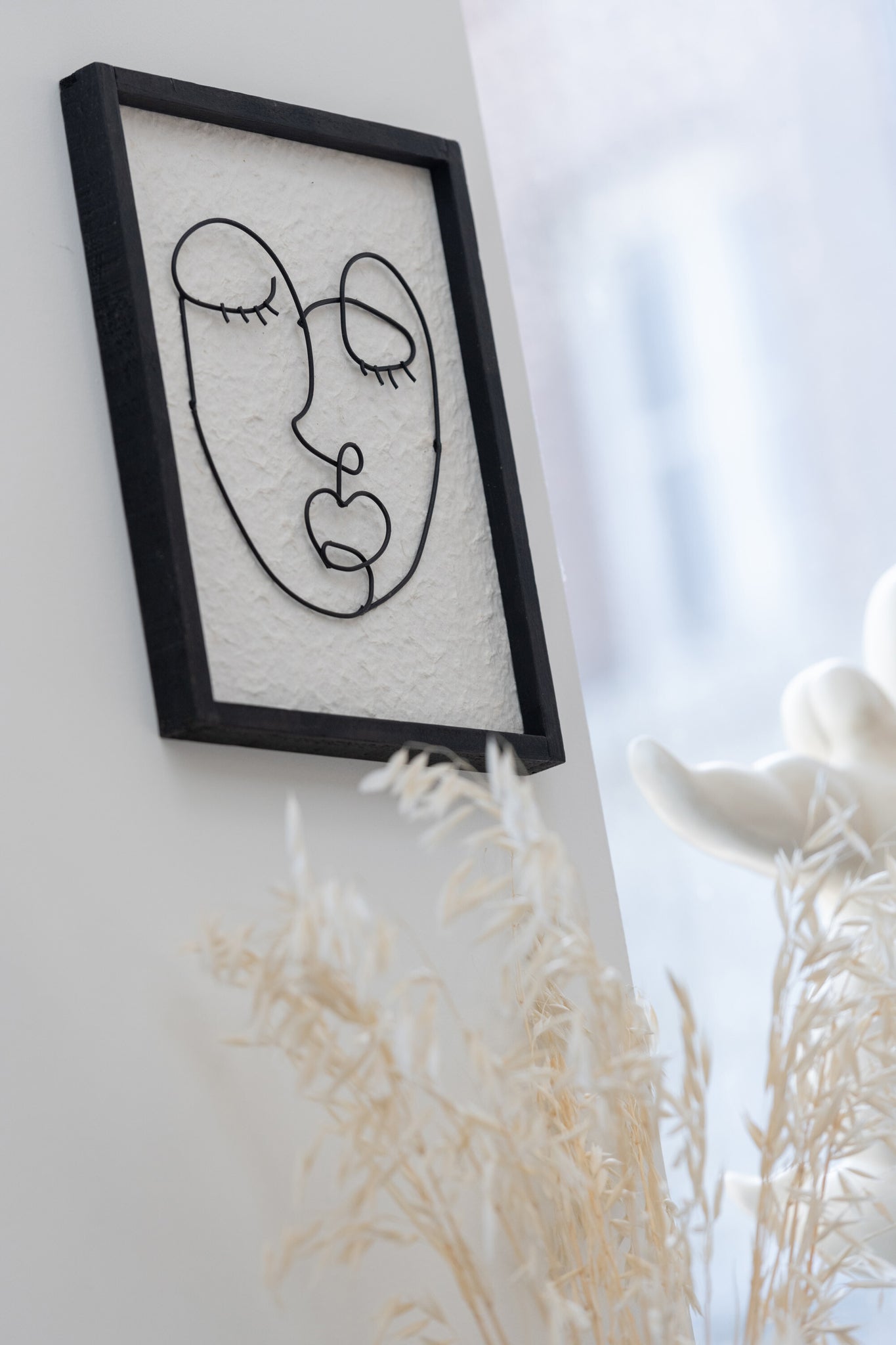 Wall Deco Faces Metal/Wood Black/White Small Assortment Of Two