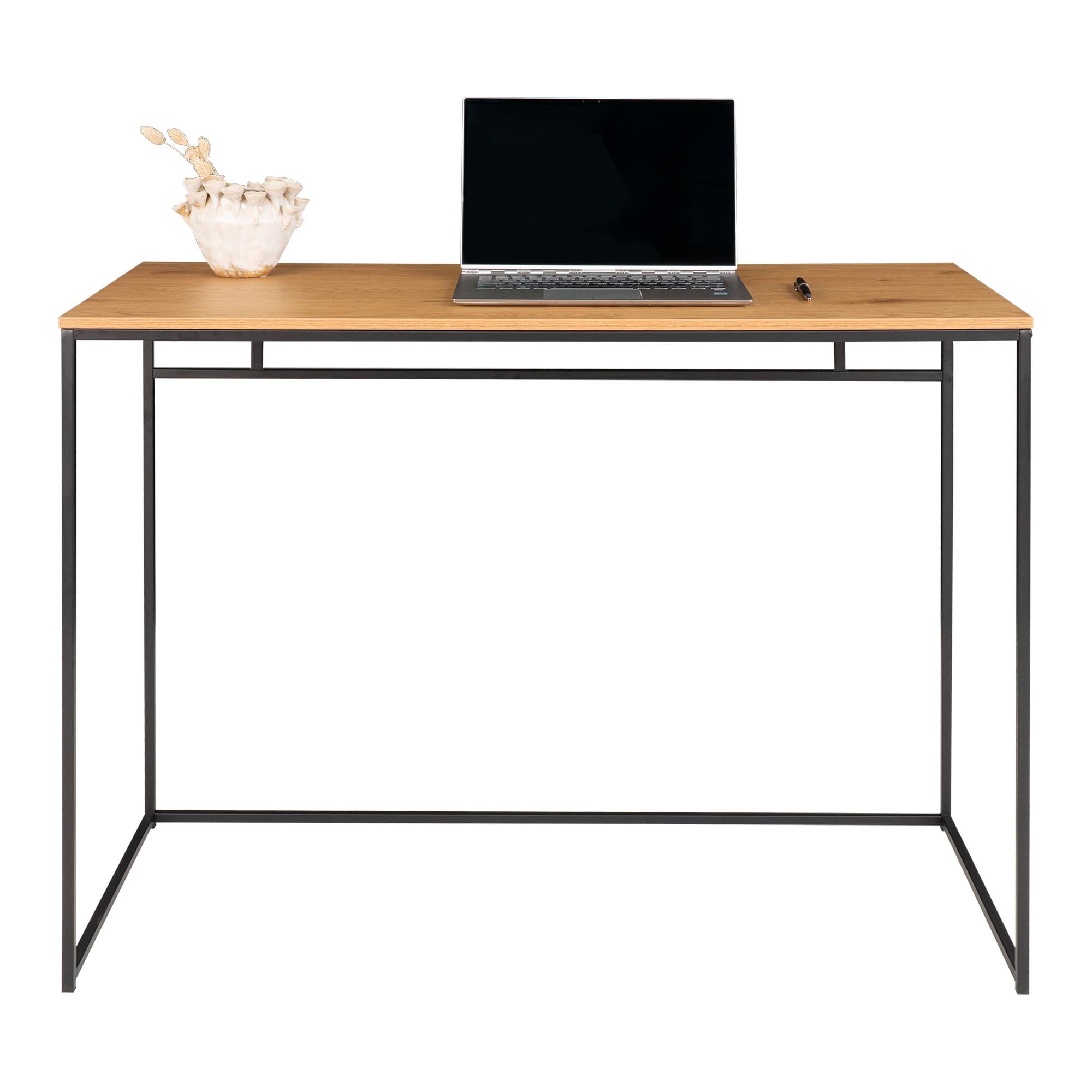 Vita Desk - Desk, oak look with black frame 100x45x75 cm