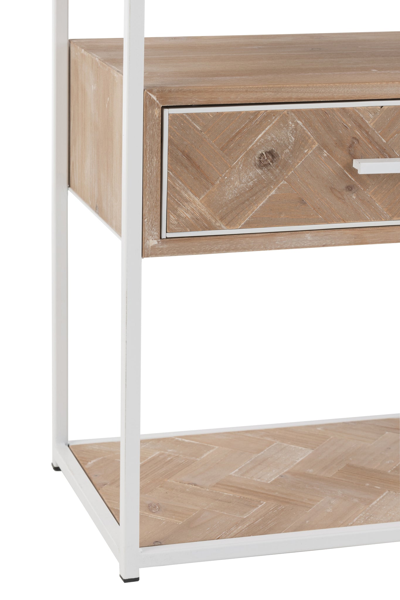 Sidetable Zigzag 1 Drawer Wood/Metal Natural/White