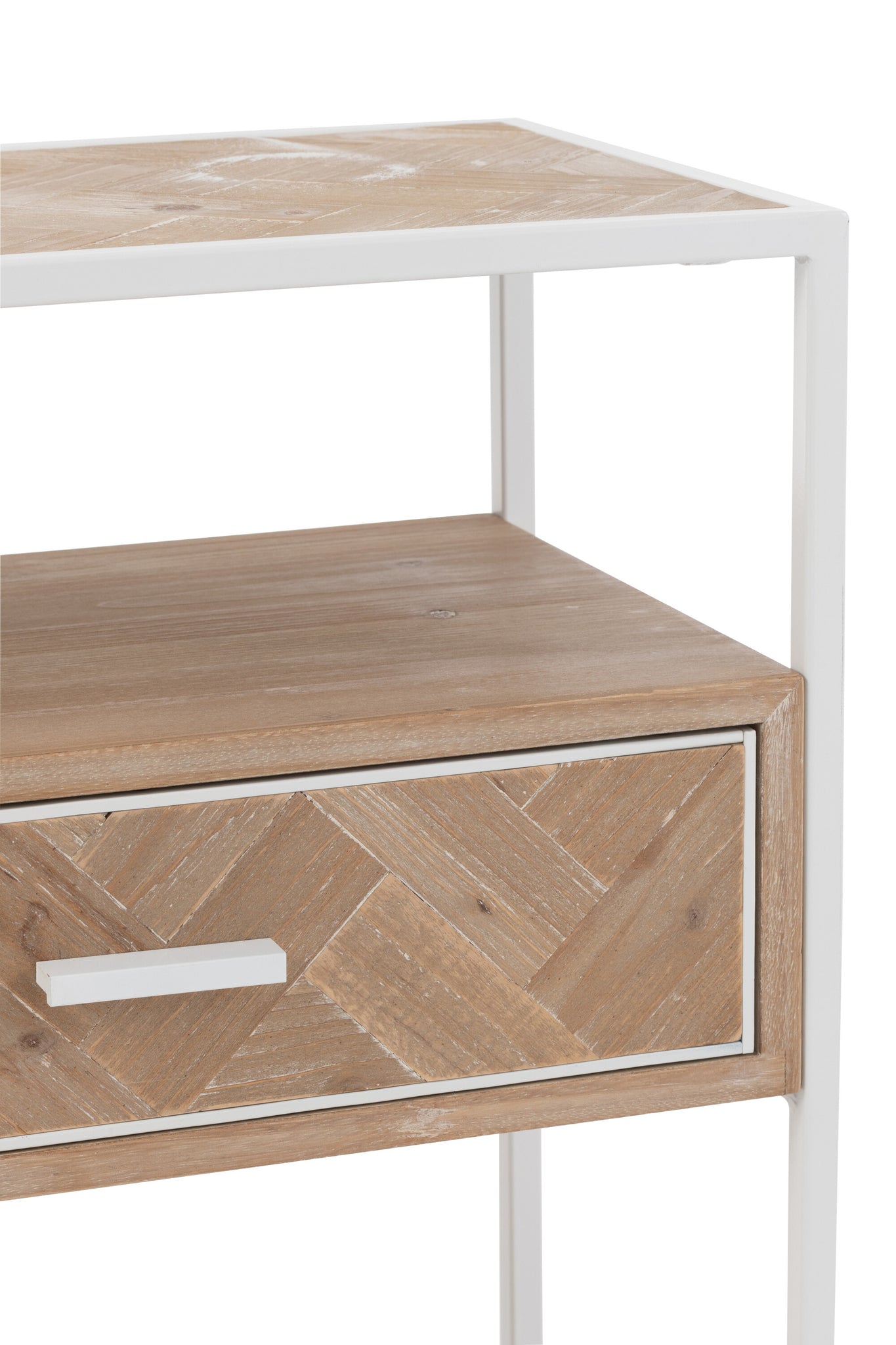 Sidetable Zigzag 1 Drawer Wood/Metal Natural/White