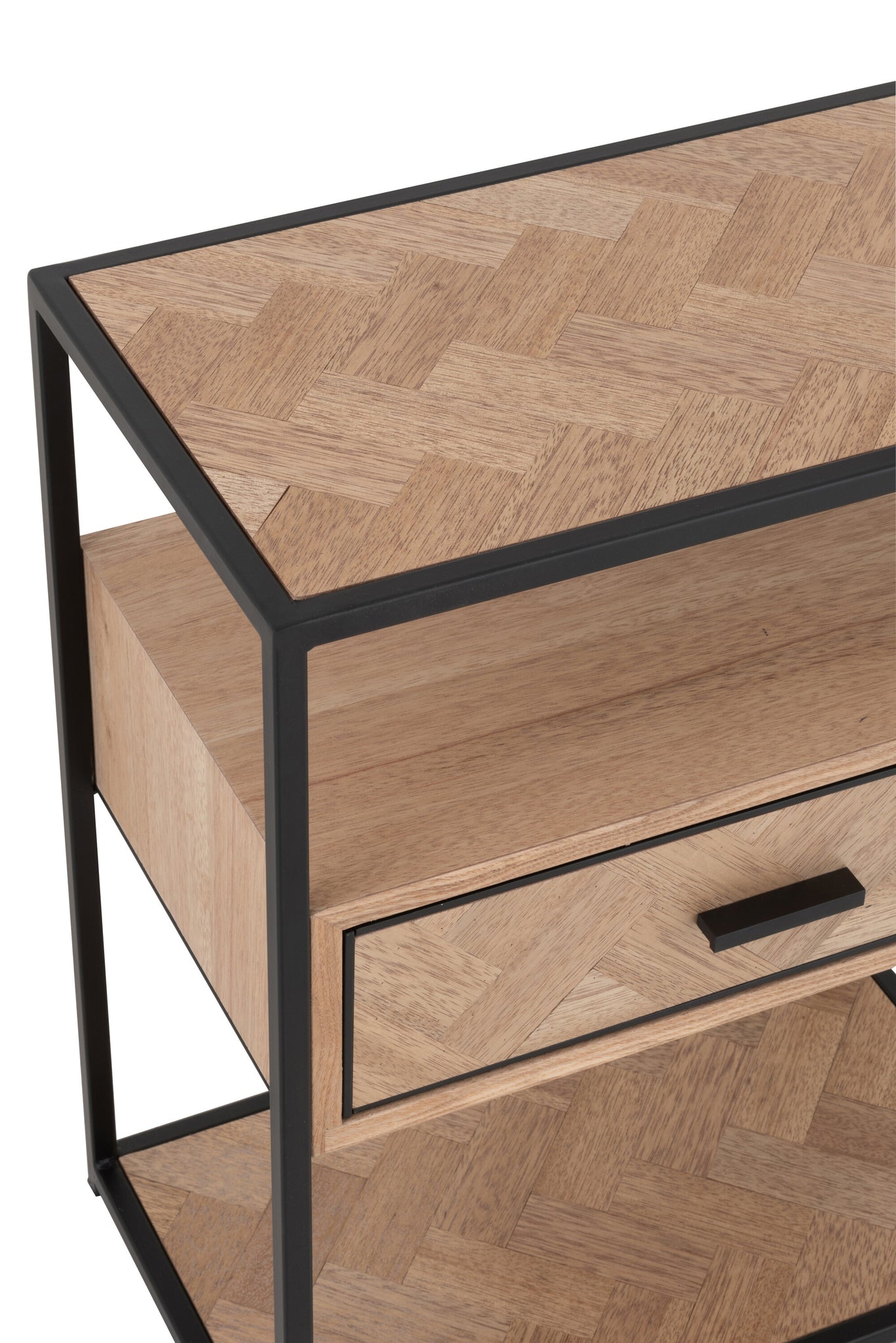 Sidetable Zigzag 1 Drawer Wood/Metal Natural/Black