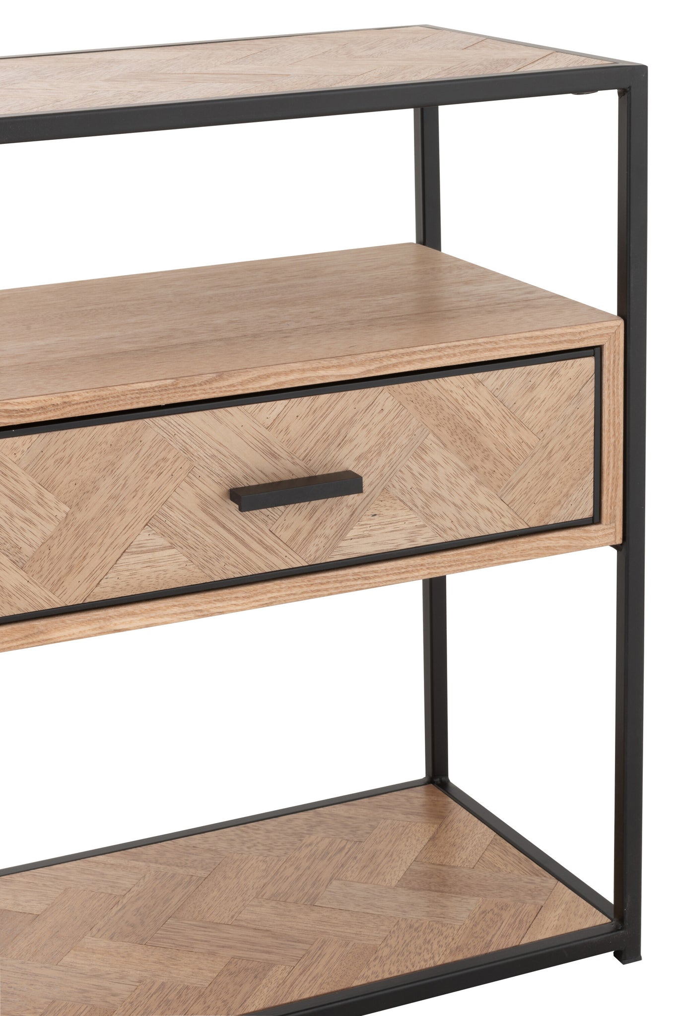 Sidetable Zigzag 1 Drawer Wood/Metal Natural/Black