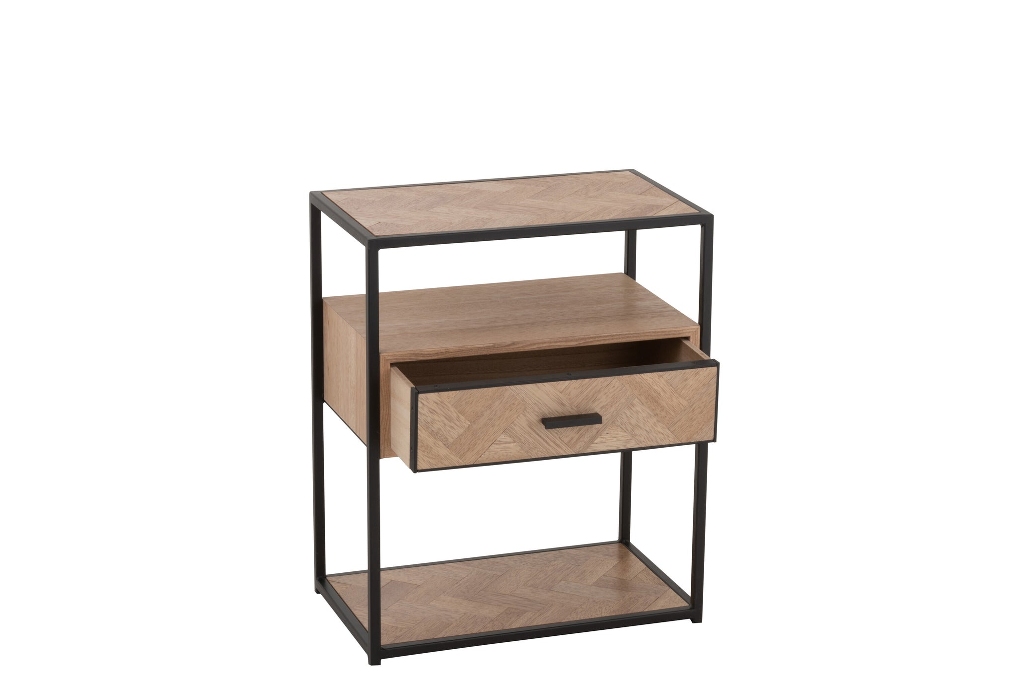 Sidetable Zigzag 1 Drawer Wood/Metal Natural/Black