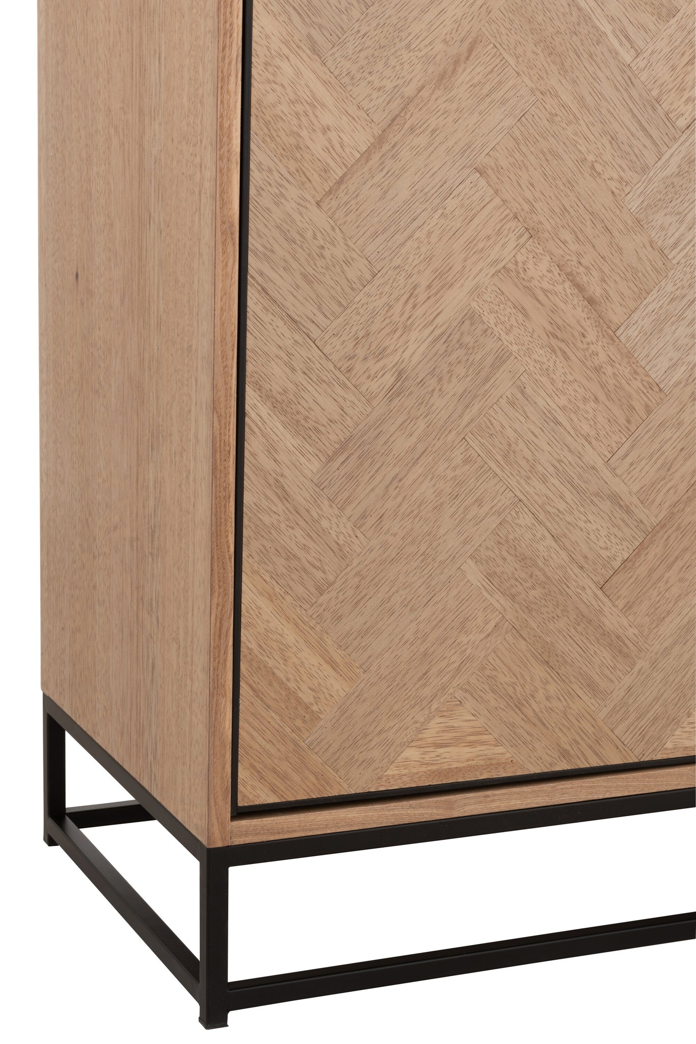 Cupboard High 3 Drawers Zigzag Wood/Metal Natural/Black