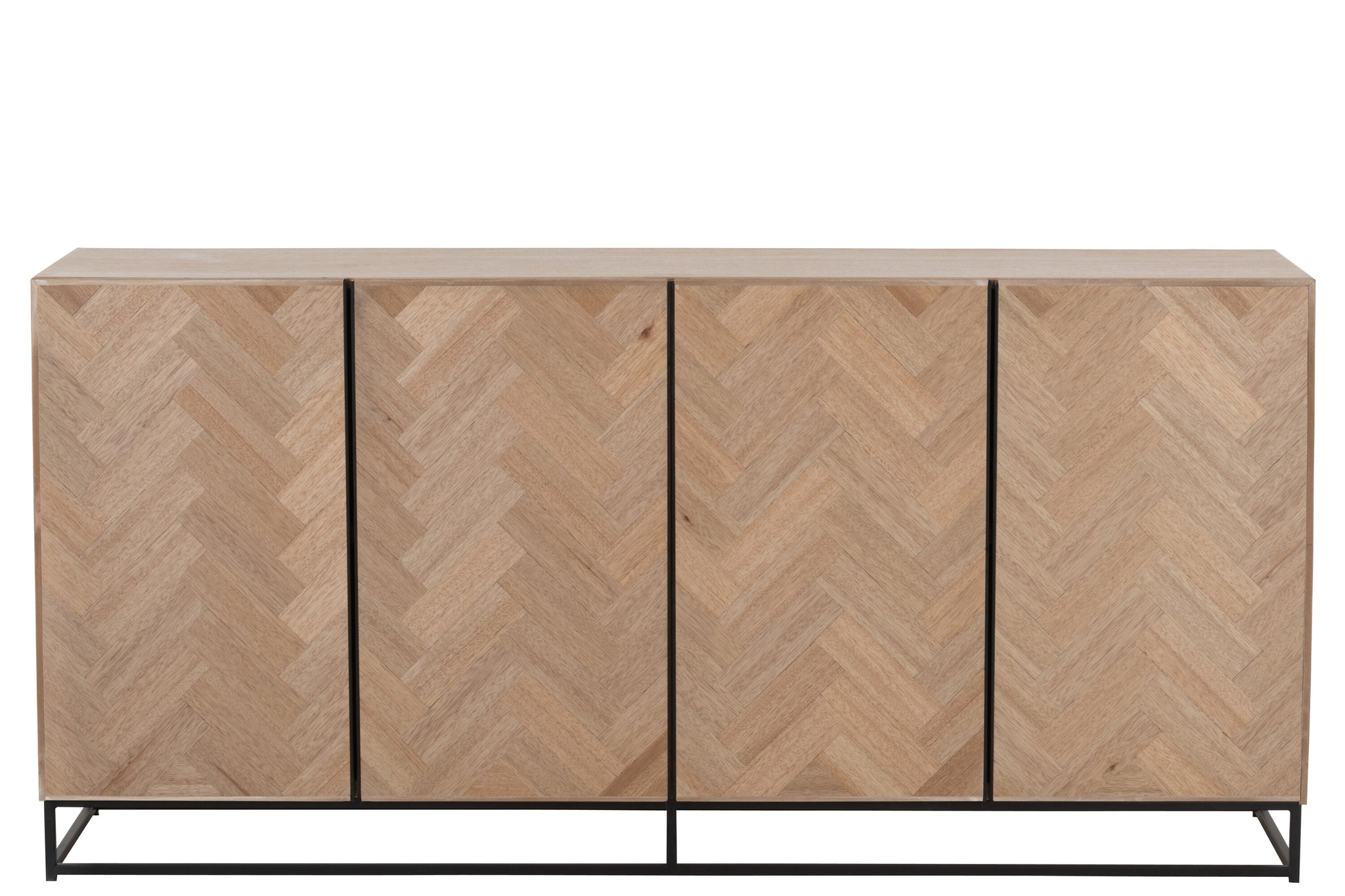 Dresser 4 Doors Zigzag Wood/Metal Natural/Black