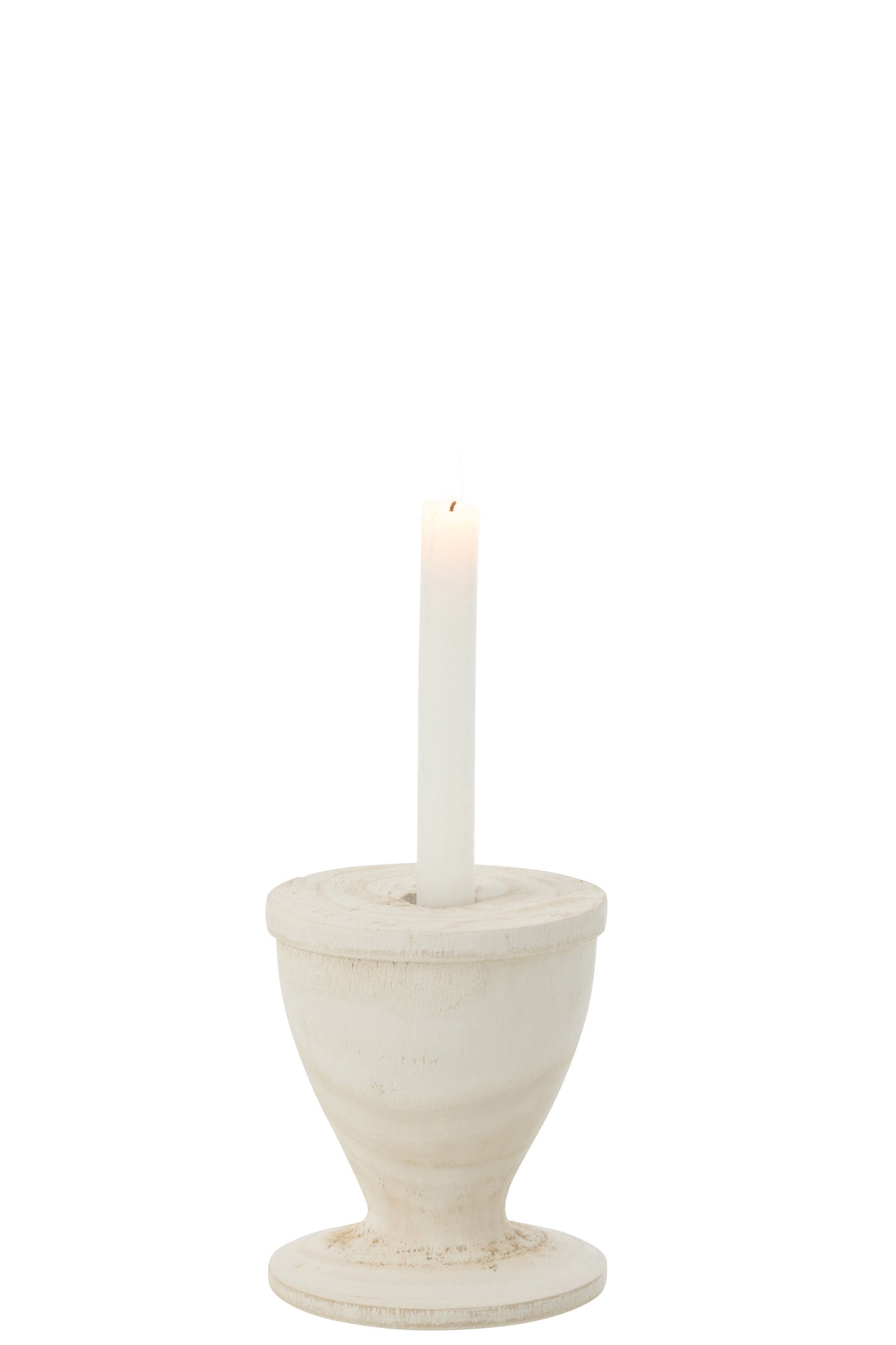 Candle Holder Wood White Small